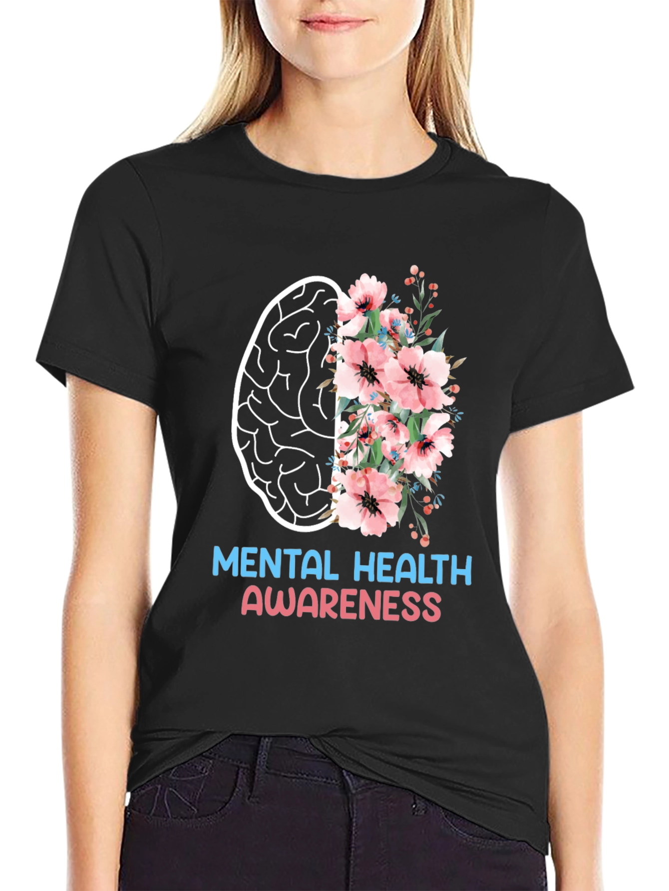 Black Mental Health Awareness Graphic T-Shirt view 2