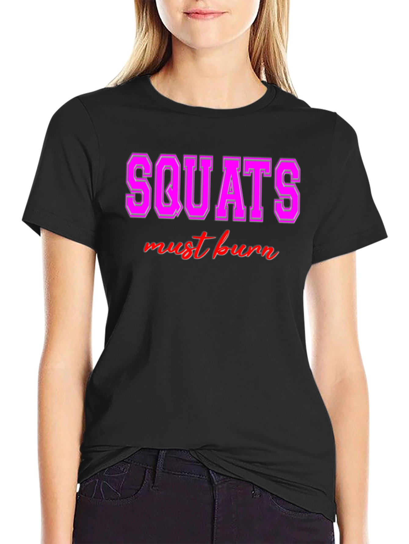 Black Squats Must Burn Graphic Tee - Workout Motivation view 2