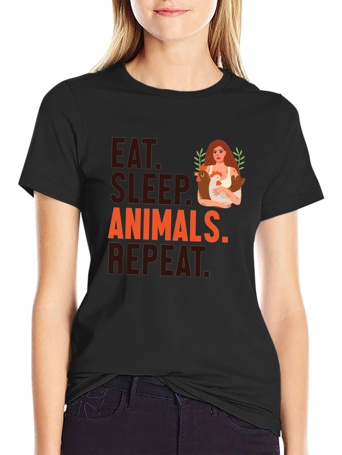 Black Eat Sleep Animals Repeat T-Shirt view 2