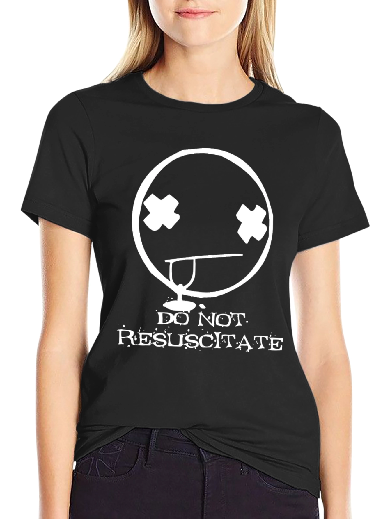 Black Do Not Resuscitate Graphic Tee - Black Cotton T-Shirt view 2