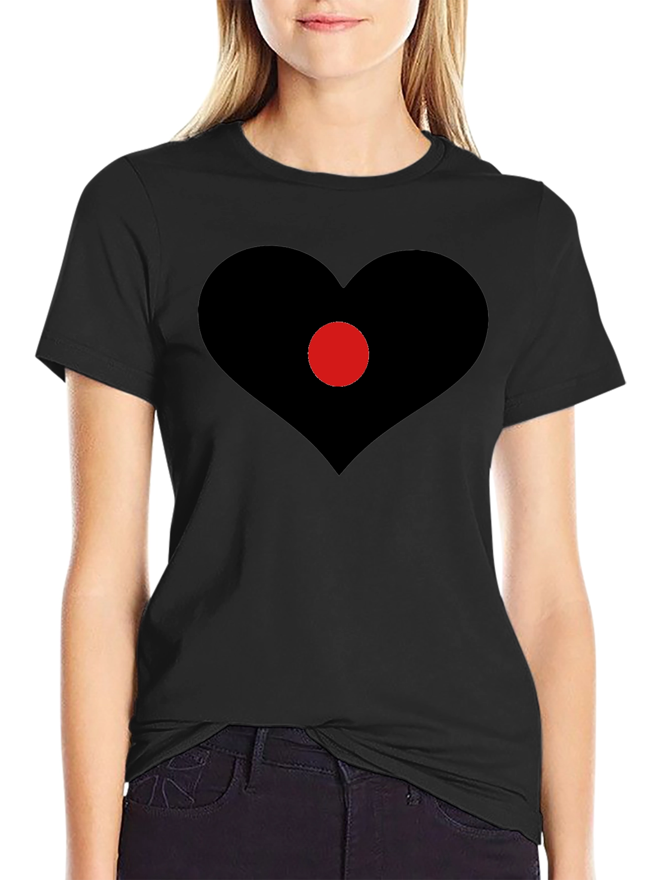 Black Heart Center T-Shirt - Black Graphic Tee view 2