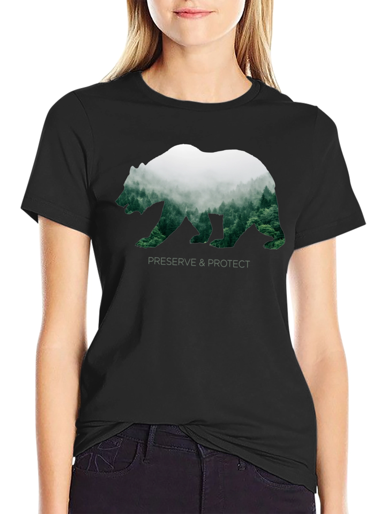Black Preserve & Protect Bear Silhouette T-Shirt view 2