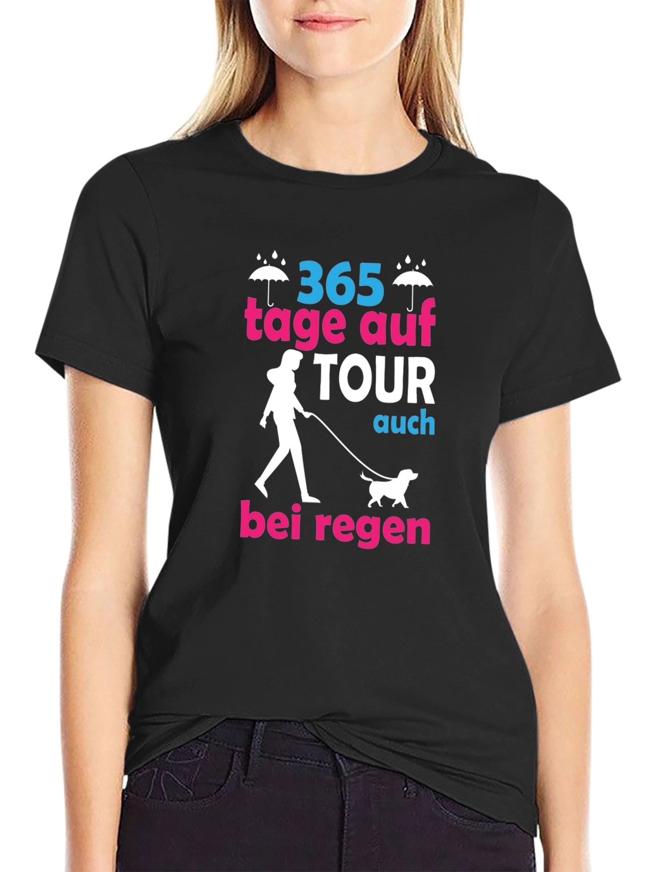Black 365 Tage Auf Tour T-Shirt - Dog Walker Design view 2