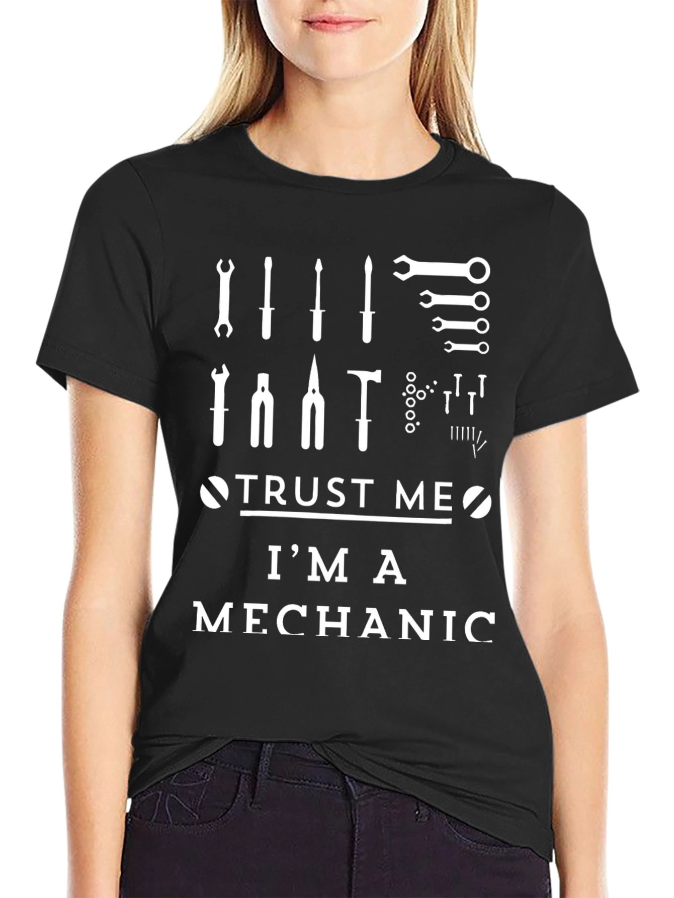 Black Trust Me I'm a Mechanic T-Shirt Funny Tool Tee view 2