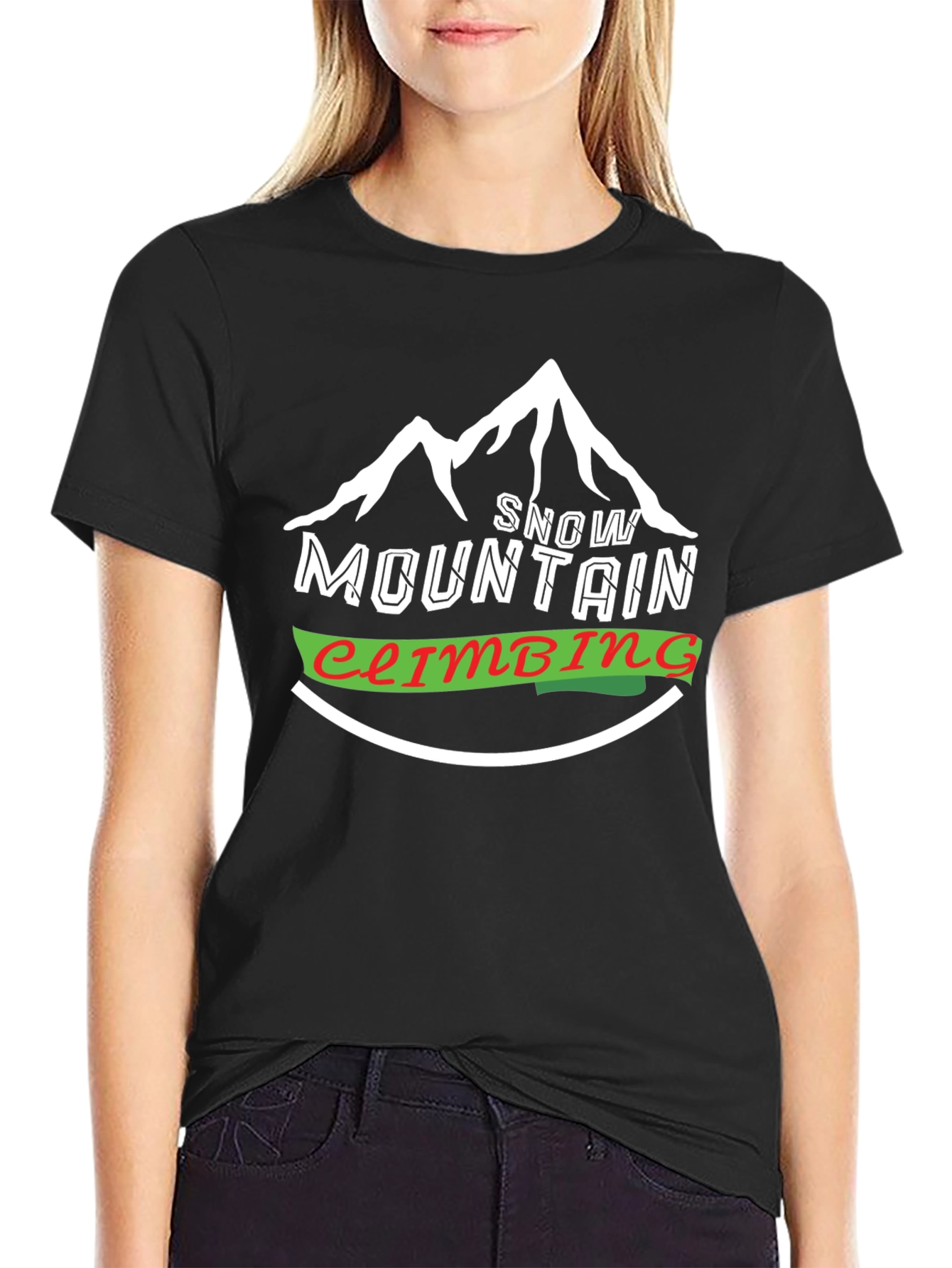 Black Snow Mountain Climbing Graphic Tee - Black view 2