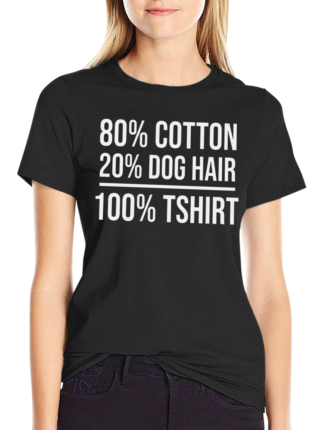 Black Humorous 80% Cotton 20% Dog Hair T-Shirt view 2