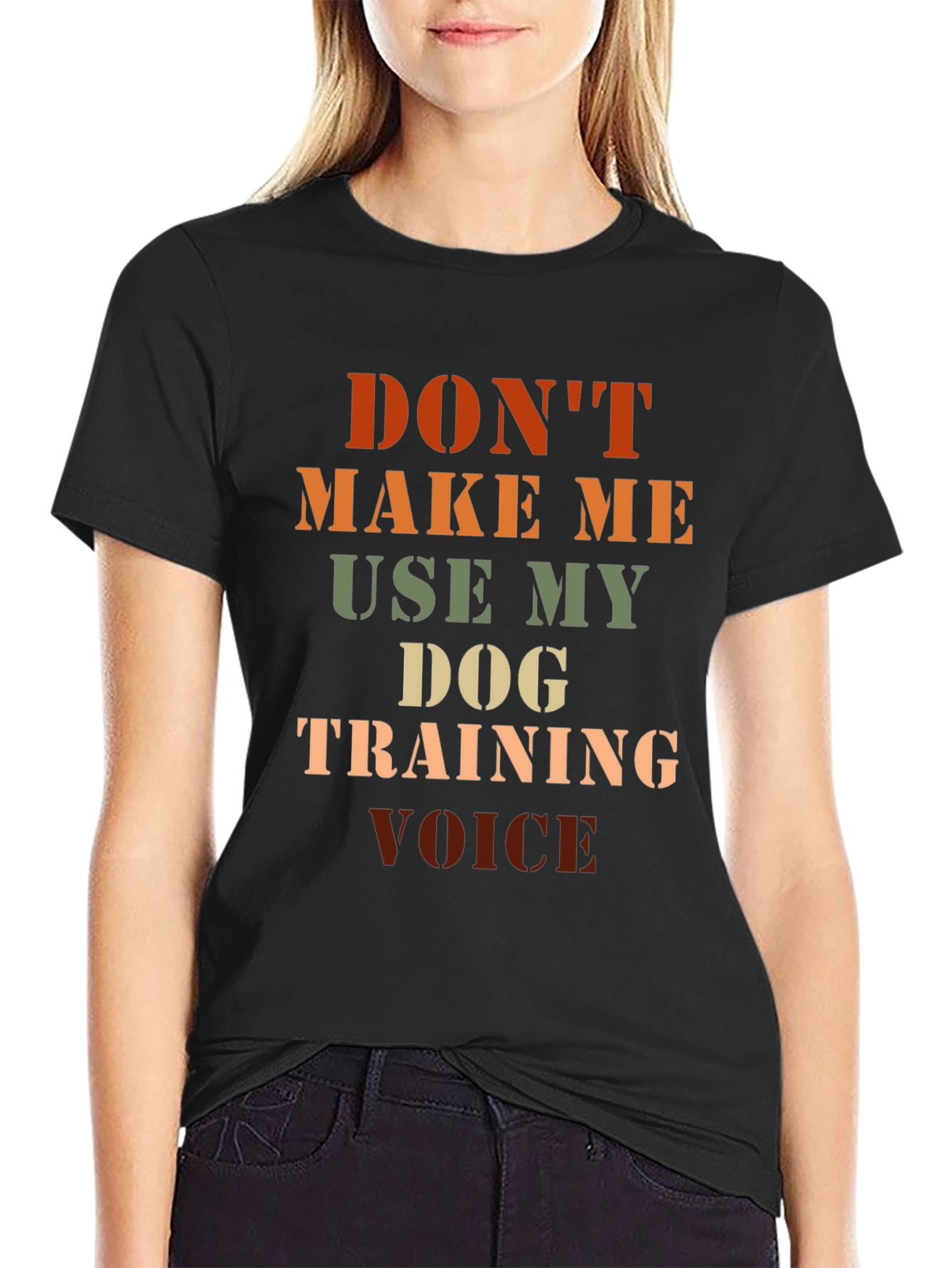 Black Dog Training Voice T-Shirt - Funny Dog Lover Tee view 2