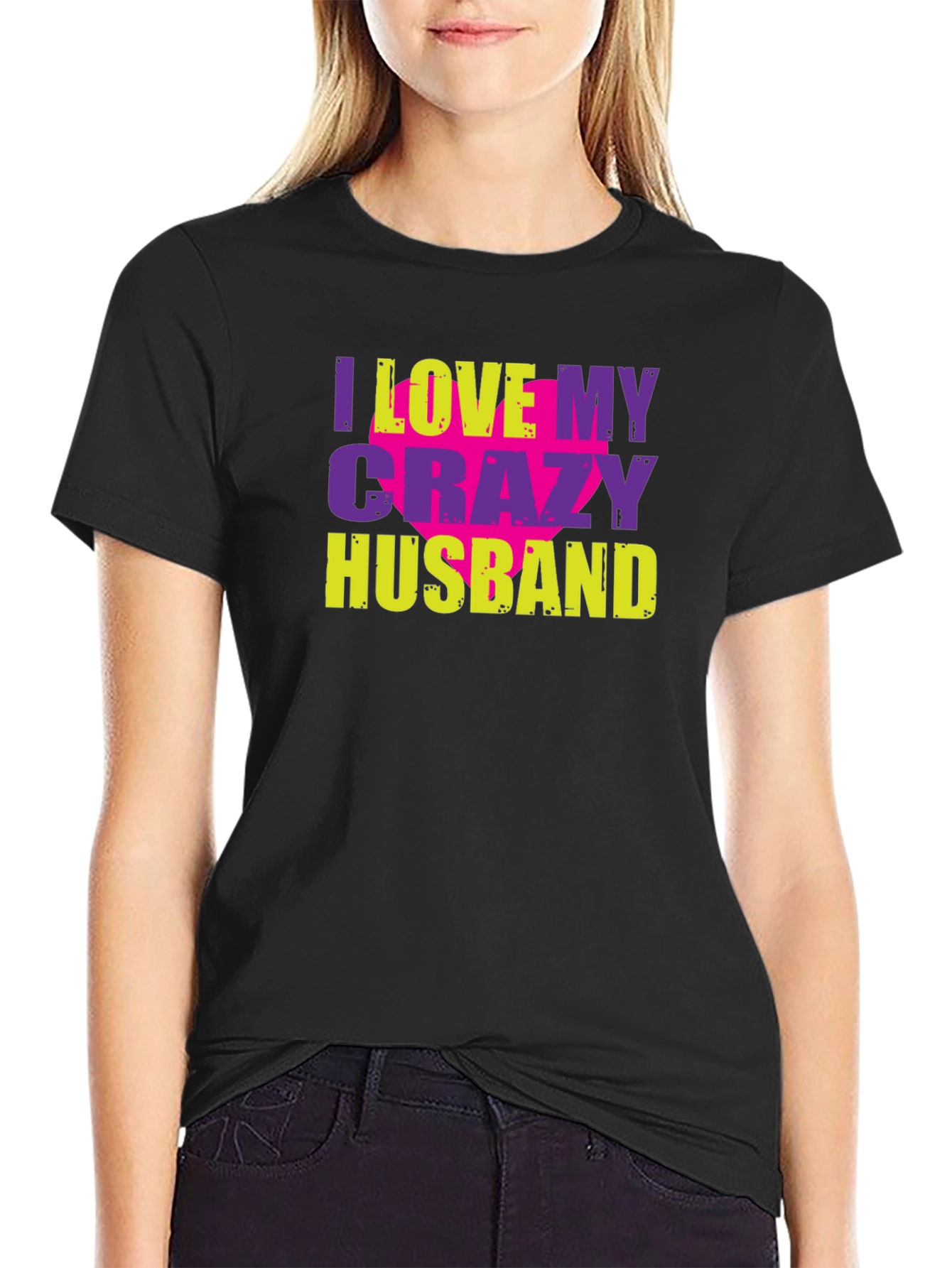 Black I Love My Crazy Husband Graphic Tee view 2
