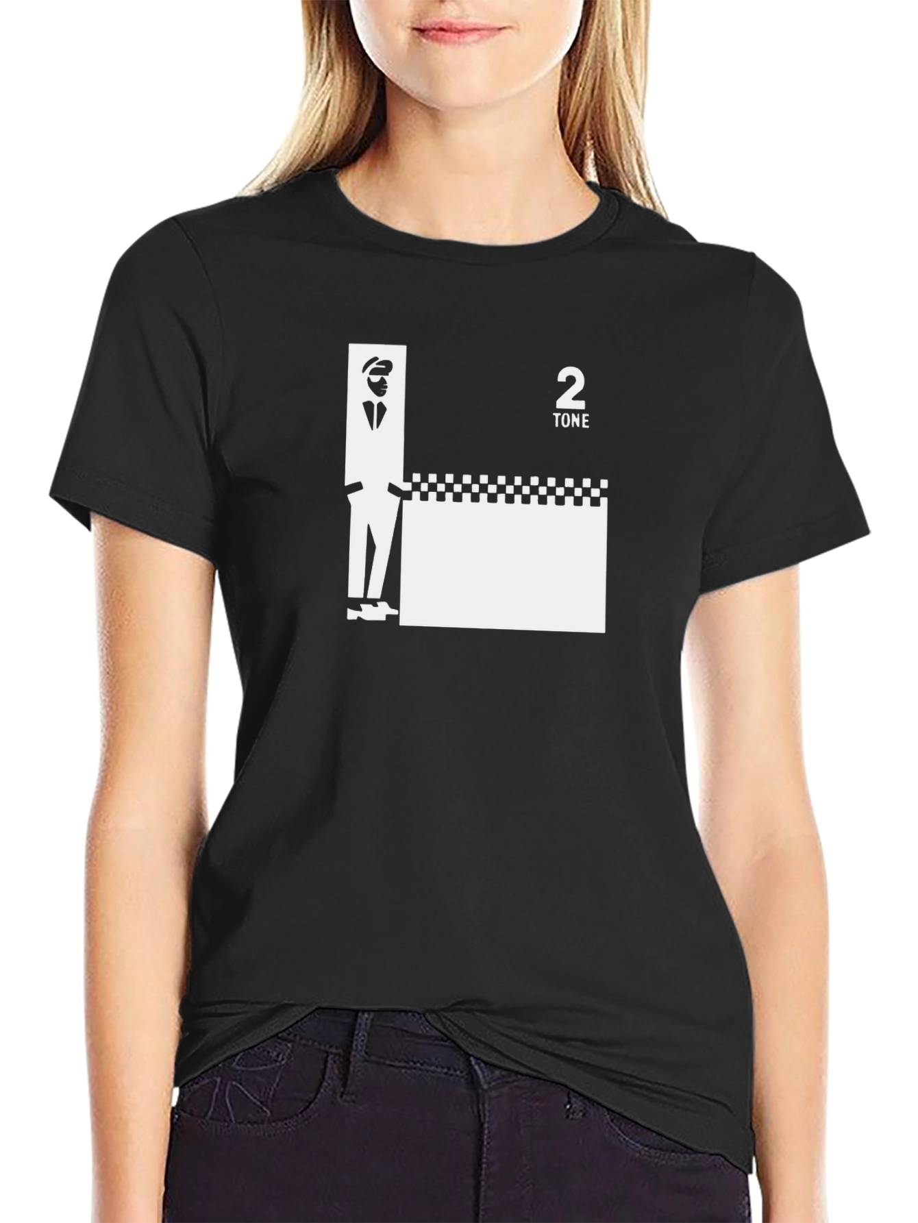 Black 2 Tone Ska Black T-Shirt view 2