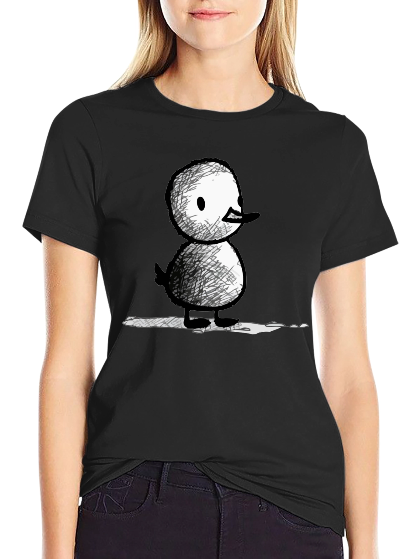 Black Quirky Duck Graphic Tee - Unisex Black T-Shirt view 2