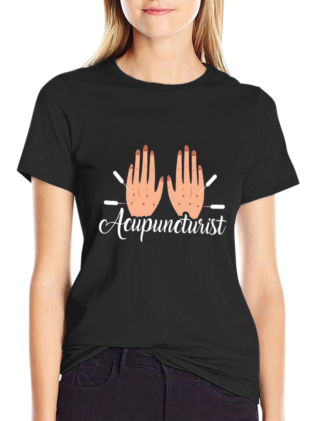 Black Acupuncturist T-Shirt Black Unisex view 2