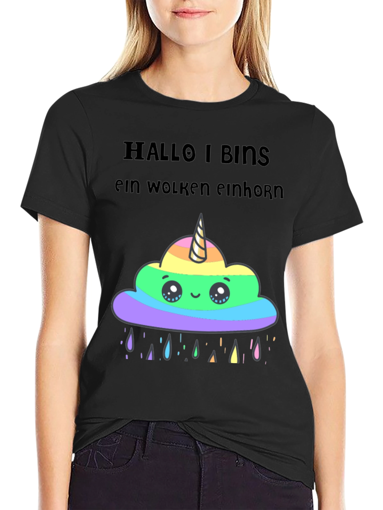 Black Unicorn Cloud Graphic T-Shirt view 2