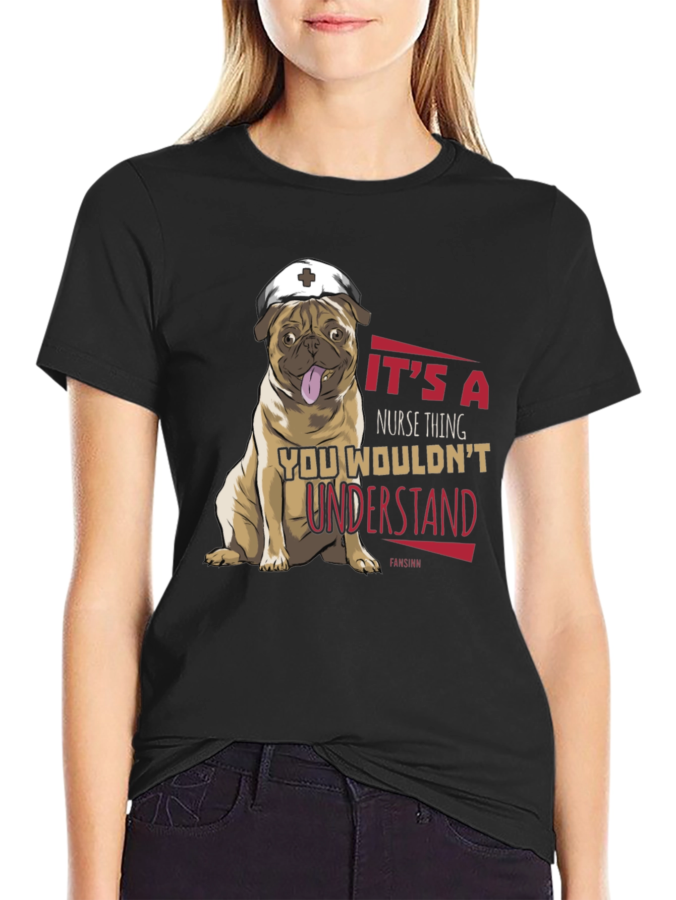 Black Nurse Pug T-Shirt - It's a Nurse Thing view 2