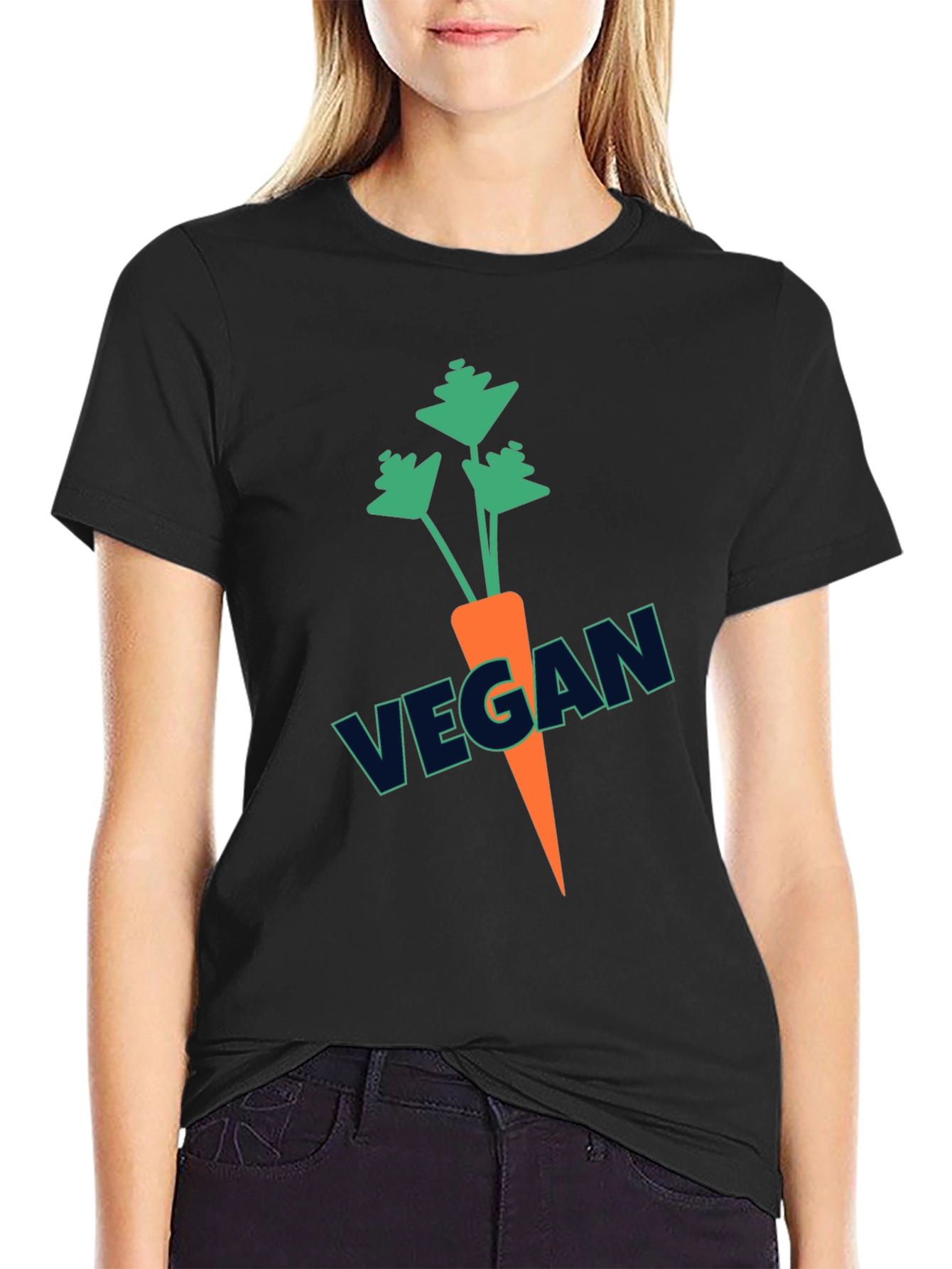 Black Vegan Carrot T-Shirt - Graphic Tee view 2