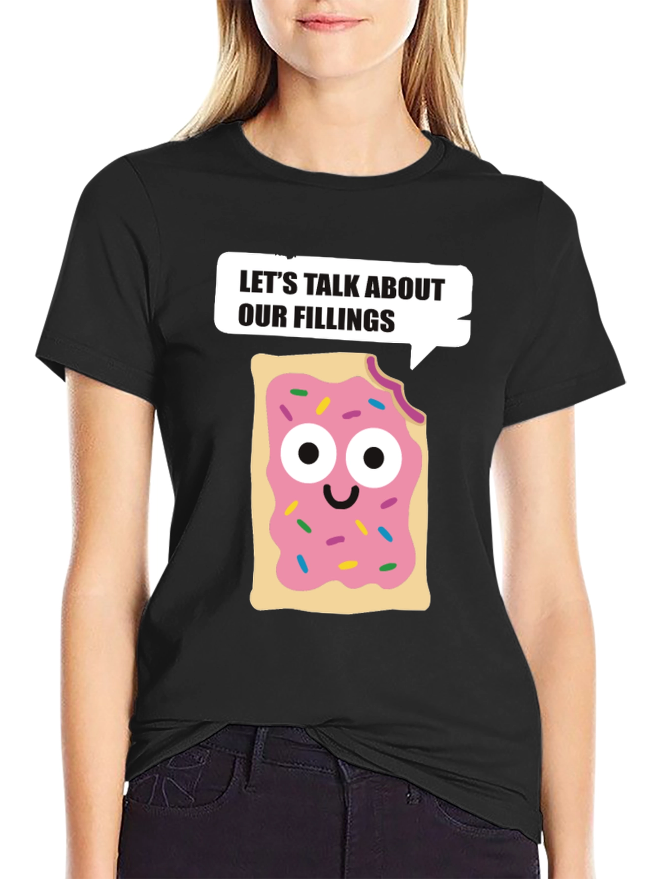 Black Let's Talk About Our Fillings T-Shirt view 2