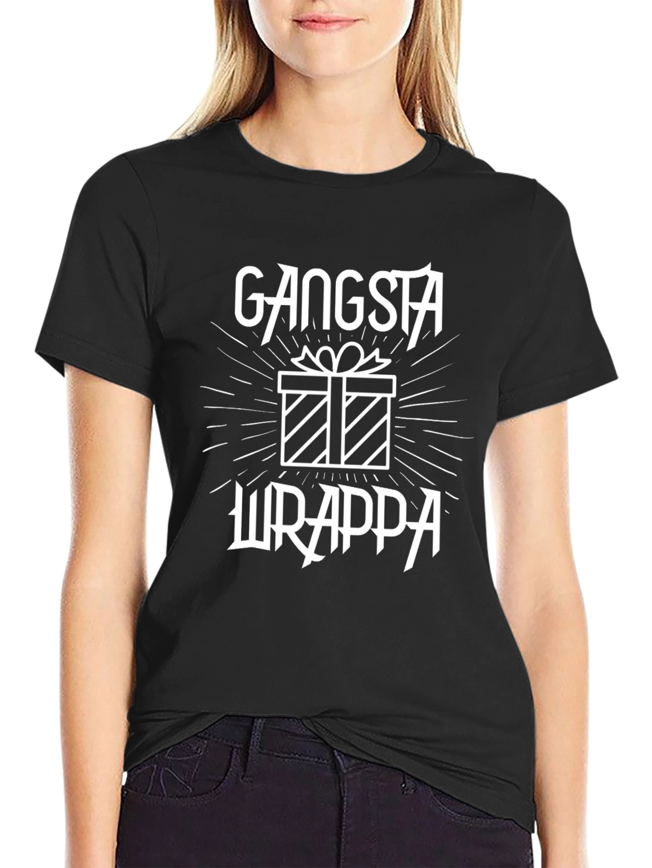 Black Gangsta Wrappa Graphic Tee - Unique Gift Shirt view 2