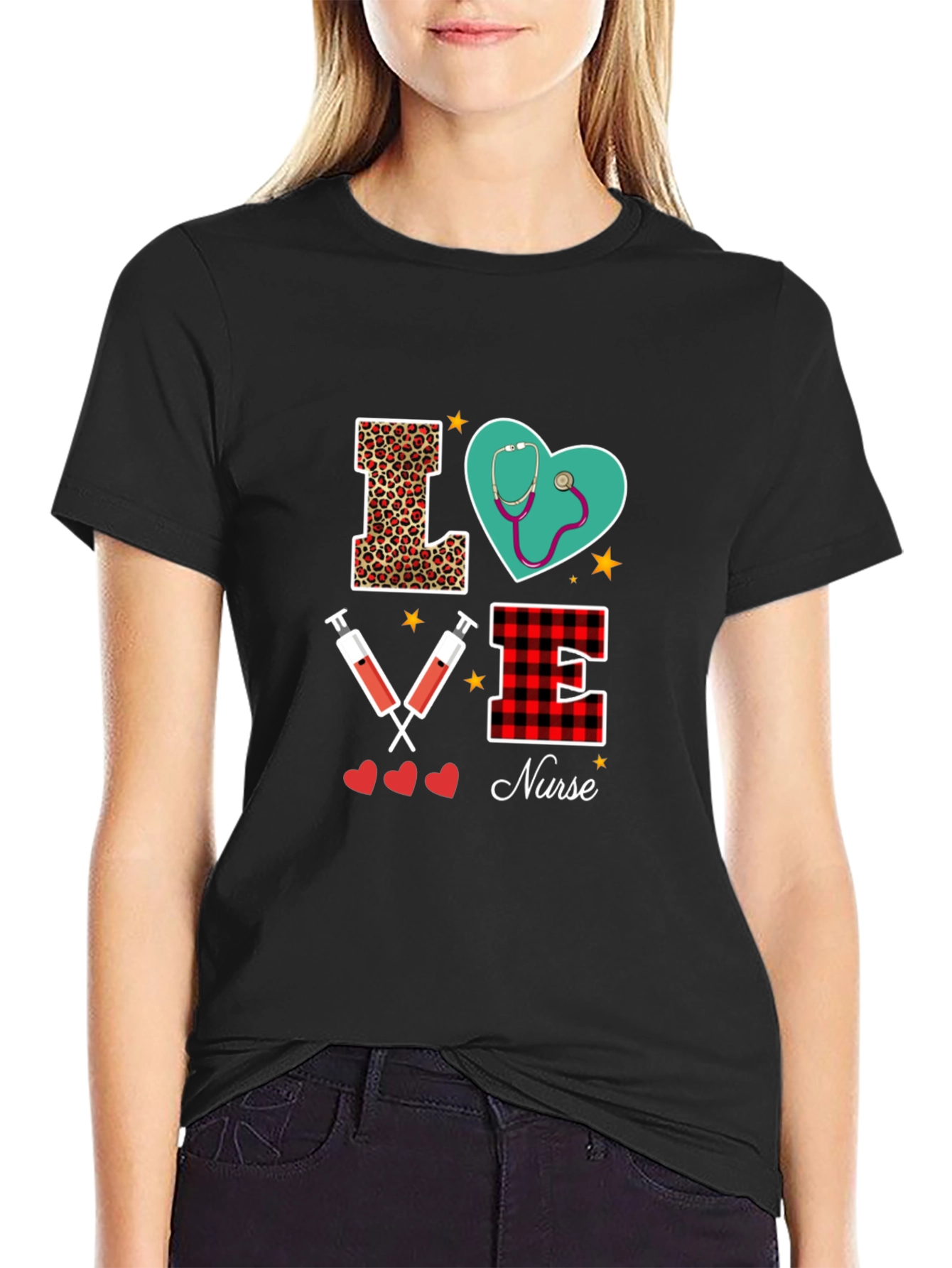 Black Love Nurse Graphic Tee Shirt view 2