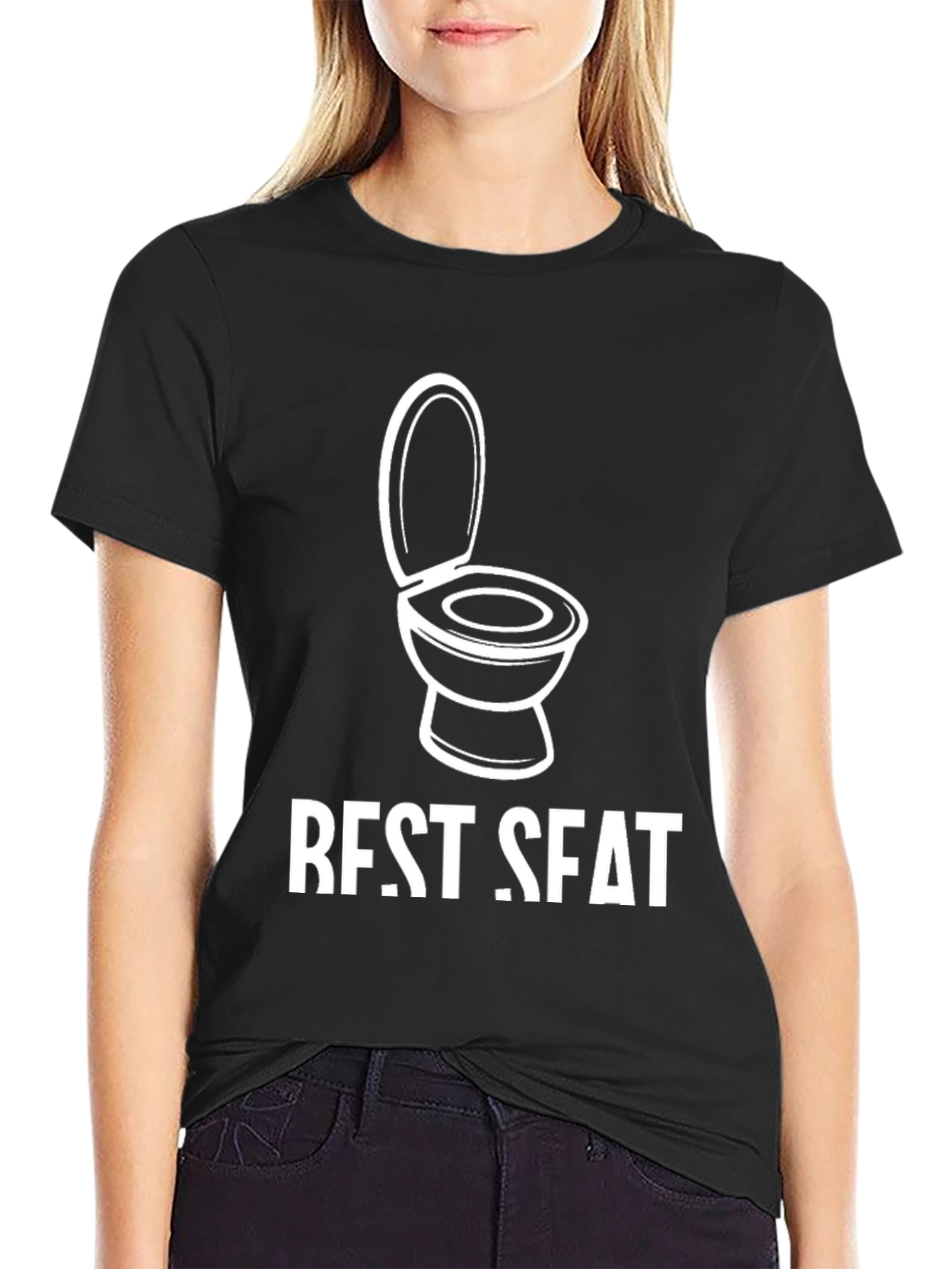 Black Best Seat Toilet Humor Graphic Tee view 2