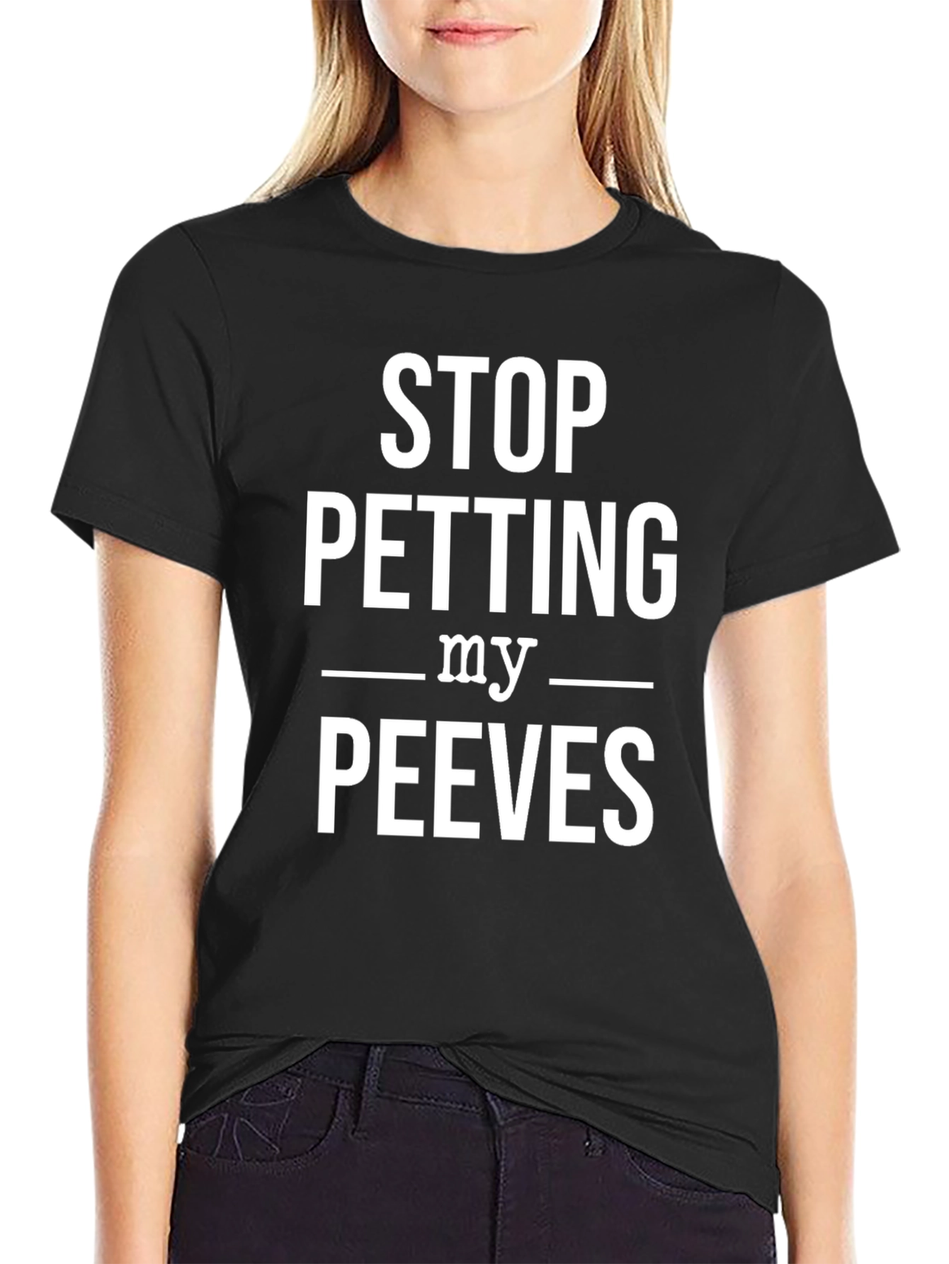 Black Stop Petting My Peeves Graphic T-Shirt view 2