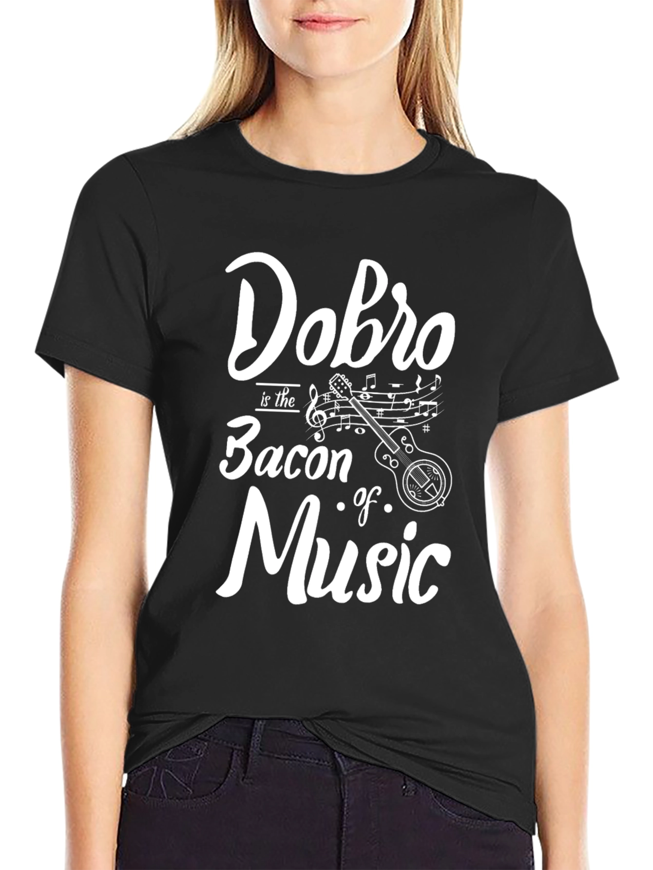 Black Dobro is the Bacon of Music Graphic T-Shirt view 2