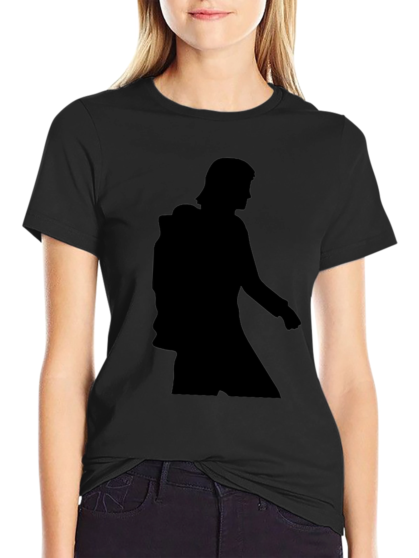 Black Silhouette Graphic Tee - Black Casual Comfort view 2