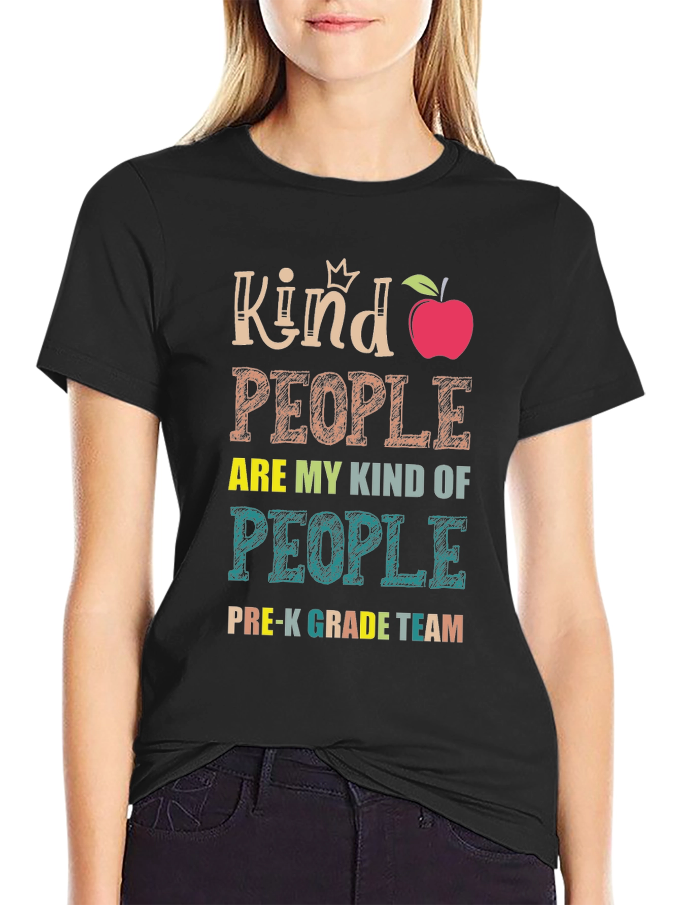 Black Kind People Pre-K Grade Team Teacher T-Shirt view 2