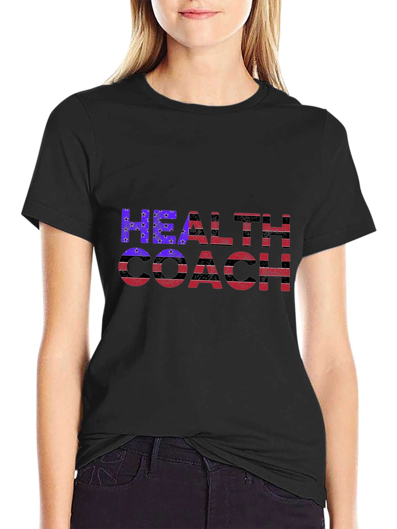 Health Coach Graphic Tee - Black Cotton Blend T-Shirt - 2