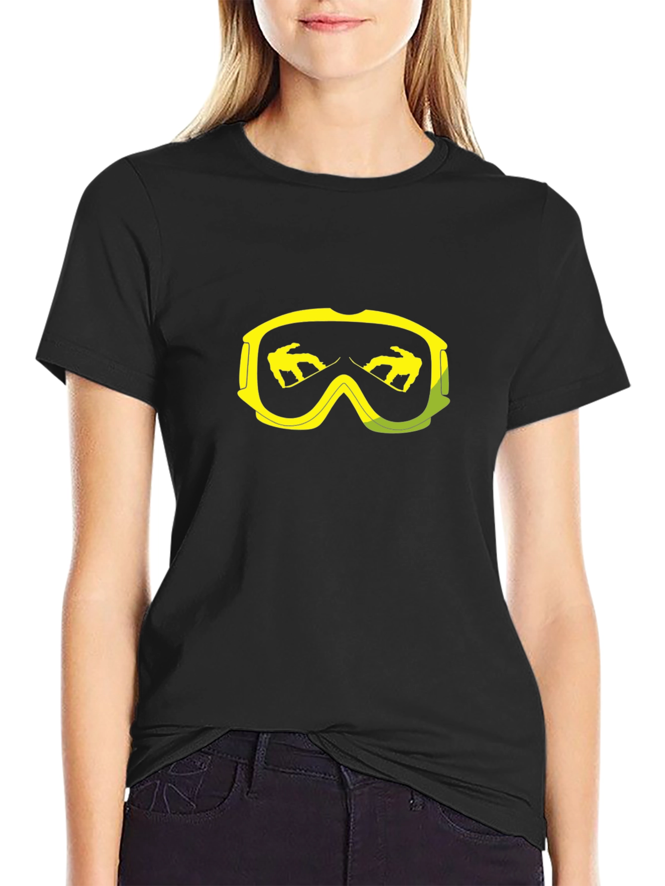 Snowboard Goggle Graphic Tee - Black Cotton - 2