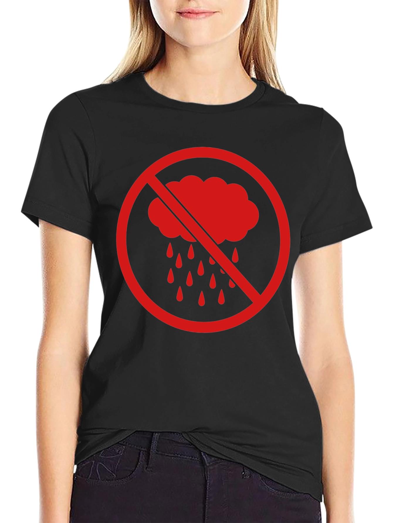 Black No Rain Graphic Tee - Black Cotton T-Shirt view 2