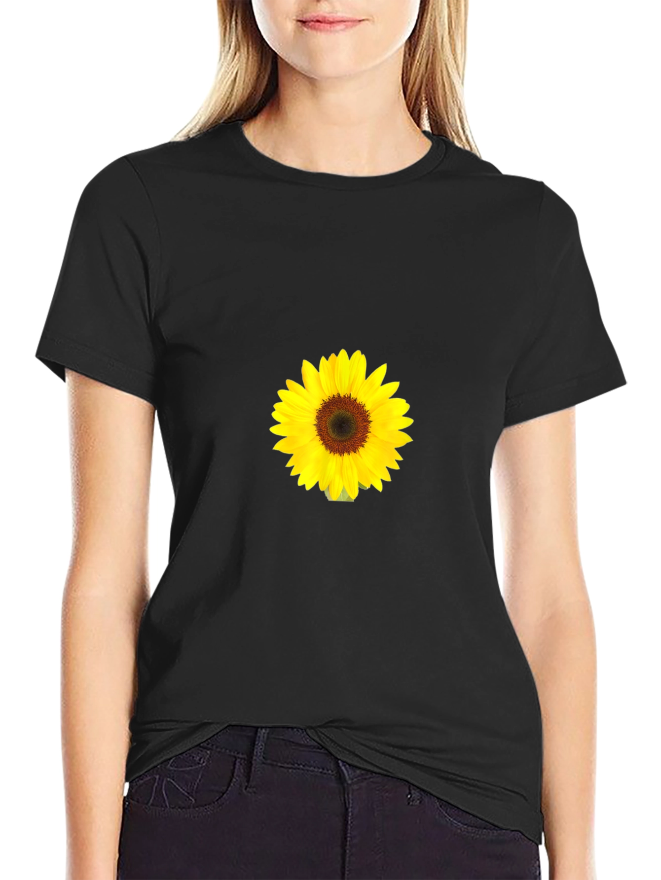 Black Sunflower Graphic Black T-Shirt view 2
