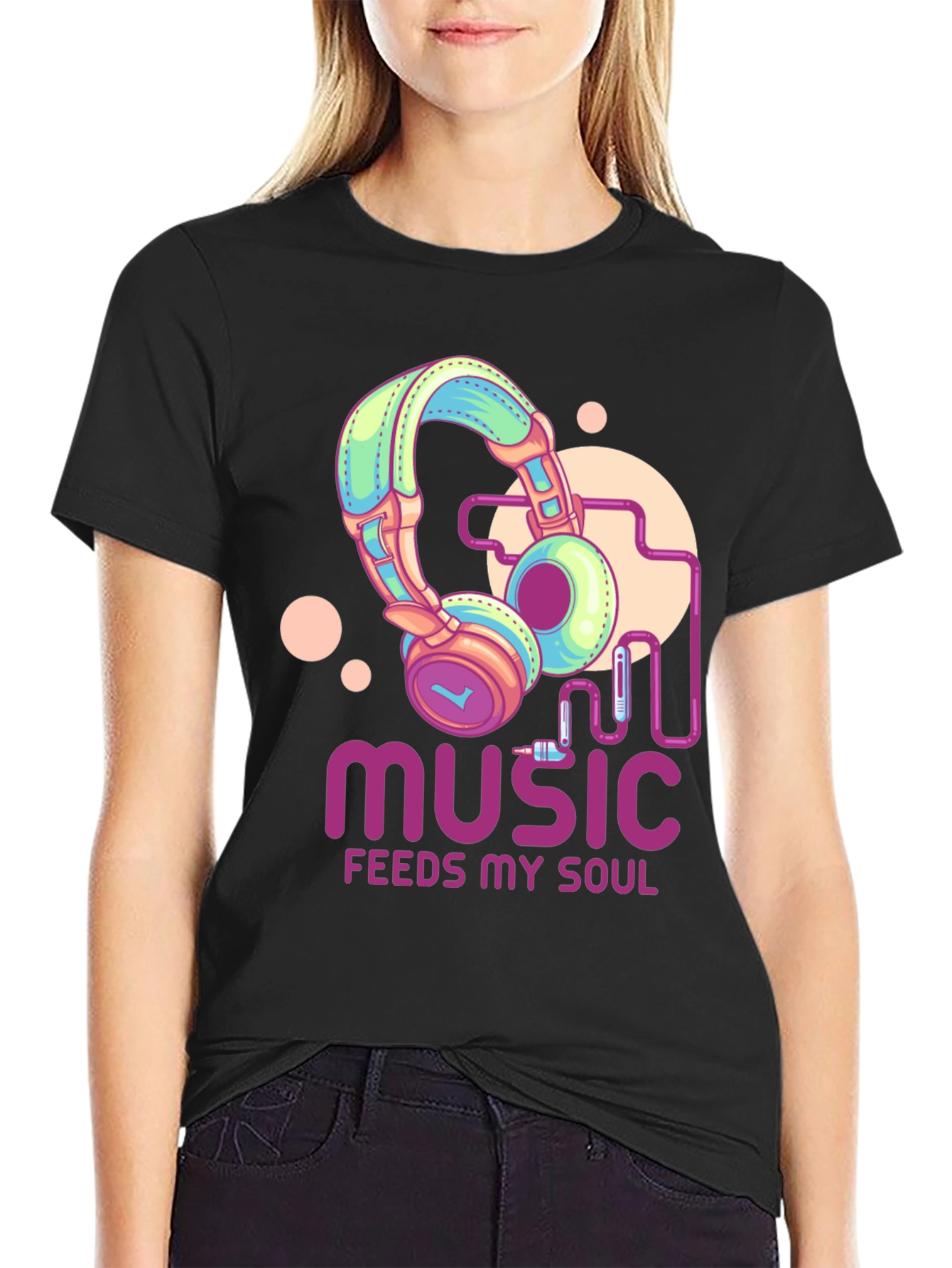 Black Music Feeds My Soul Graphic T-Shirt view 2