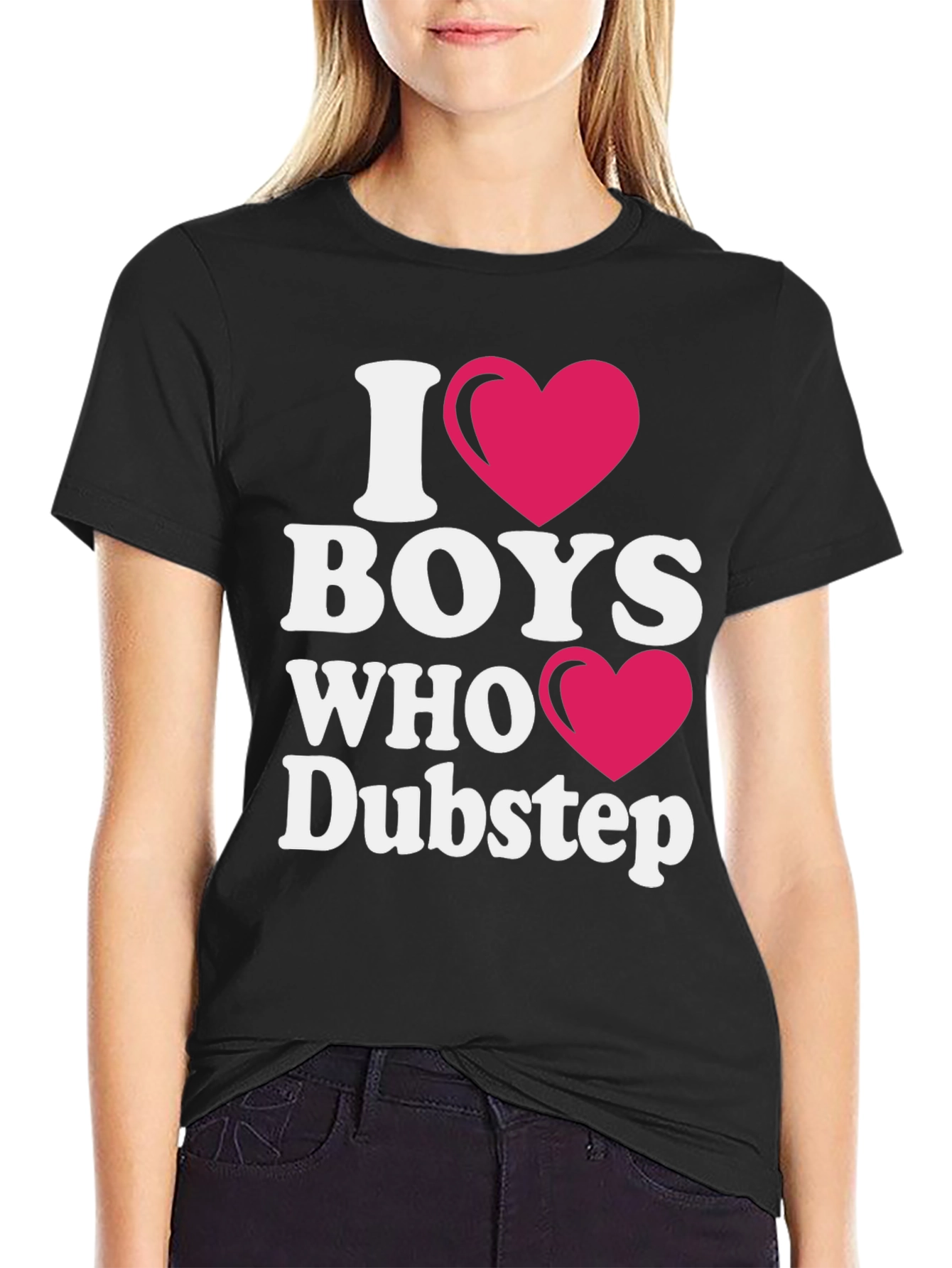 Black I Heart Boys Who Dubstep T-Shirt view 2