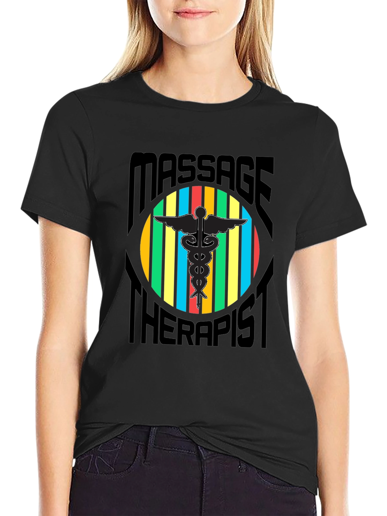 Black Massage Therapist Graphic T-Shirt view 2