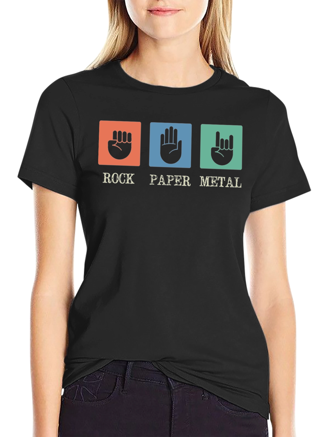 Black Rock Paper Metal T-Shirt - Funny Musician Tee view 2