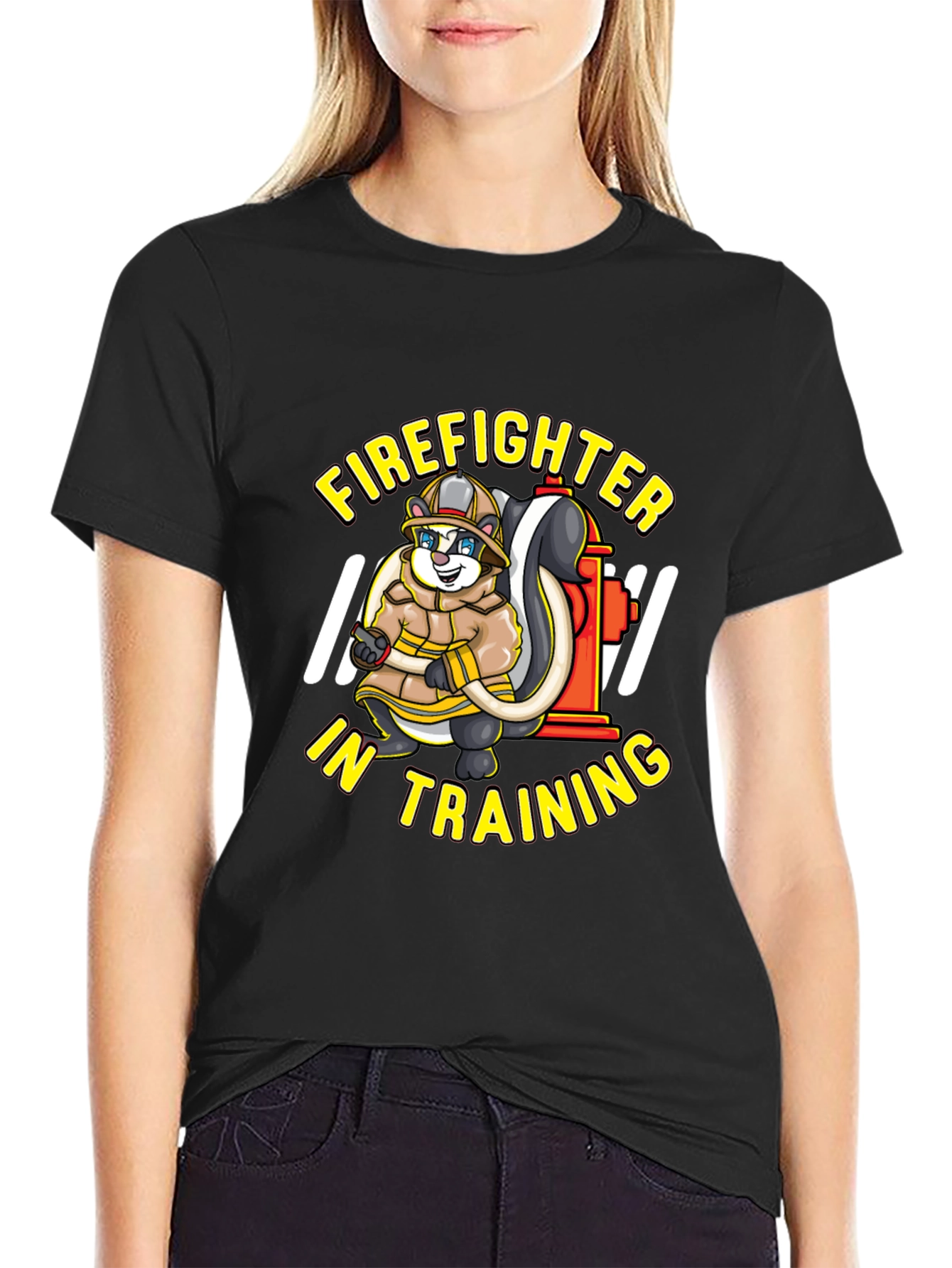 Black Firefighter In Training Skunk T-Shirt view 2