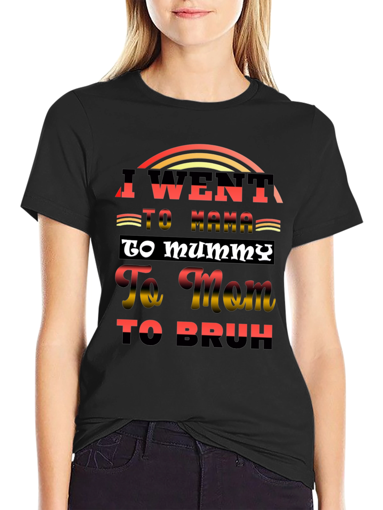 Black I Went to Mama T-Shirt Funny Sarcastic Tee view 2