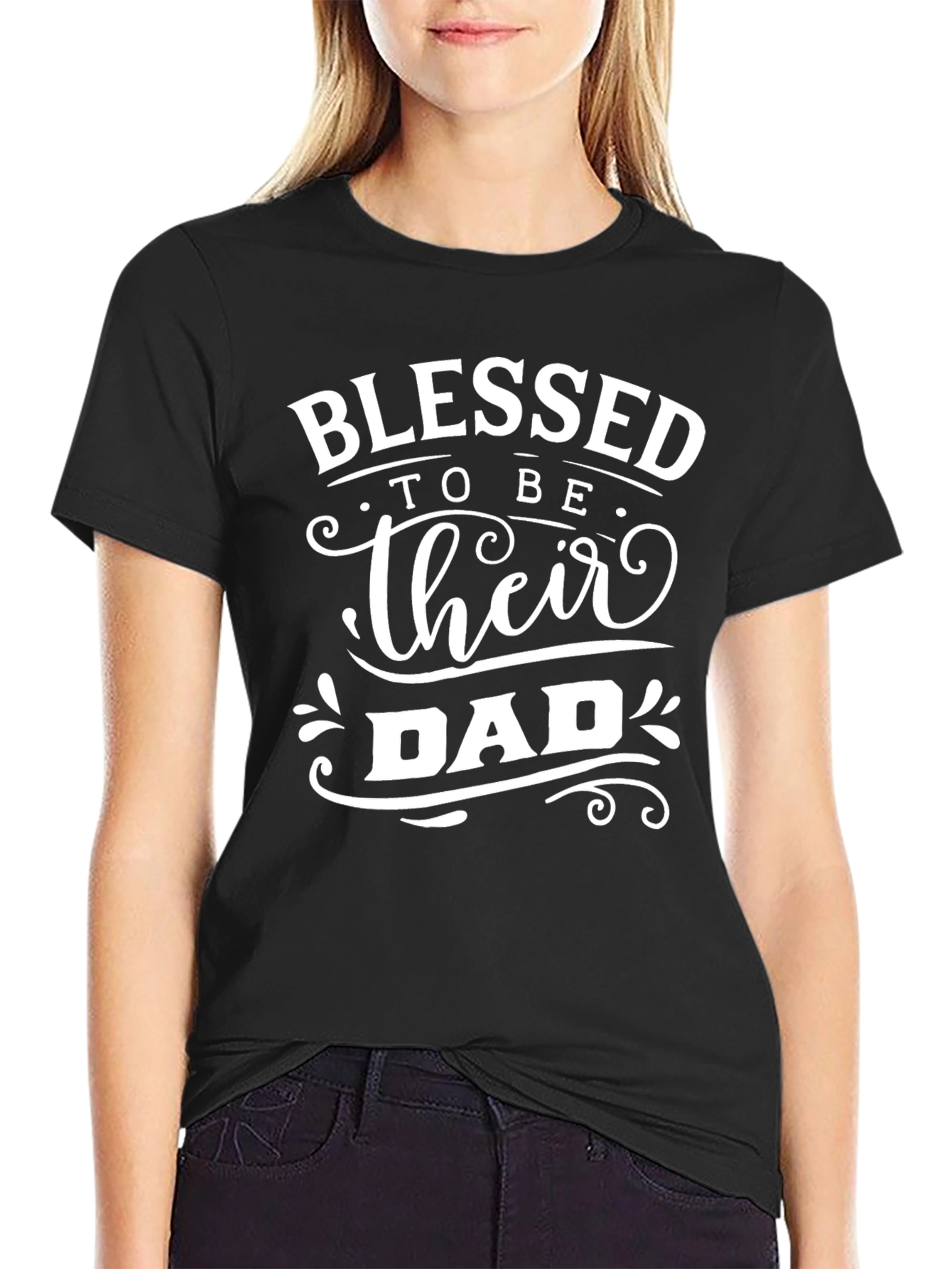 Black Blessed to be Their Dad T-Shirt view 2