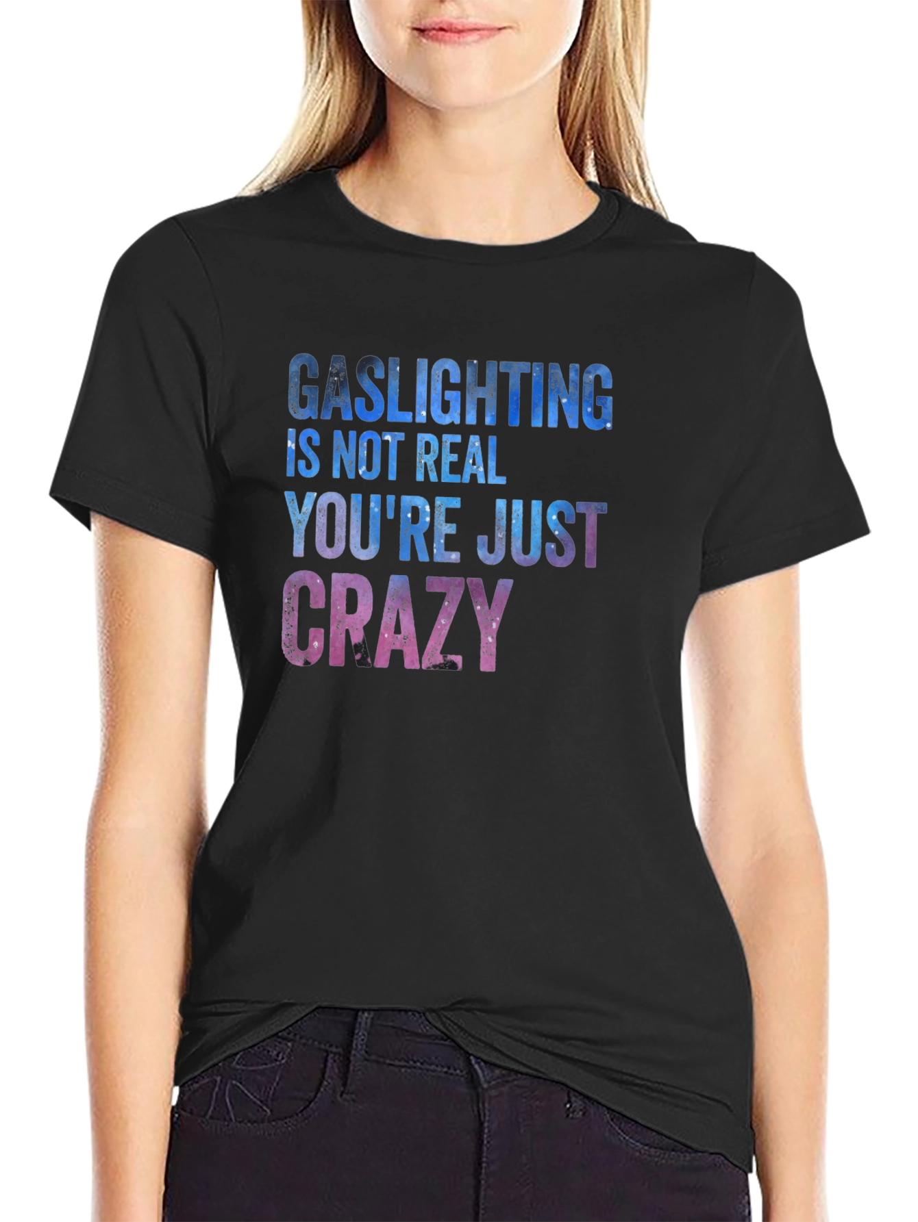 Black Gaslighting Humor Graphic T-Shirt view 2