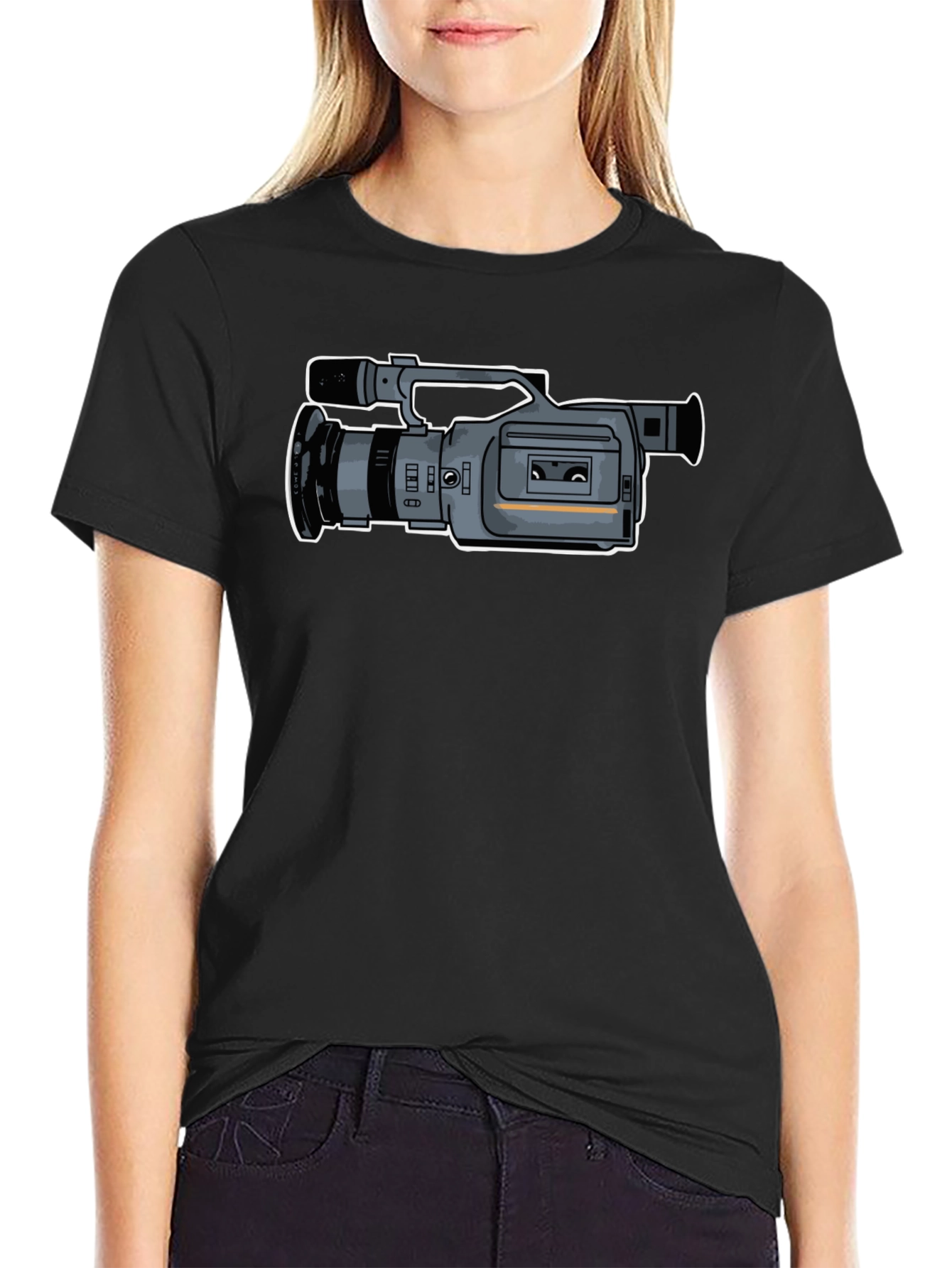 Black Retro Camera Graphic T-Shirt view 2