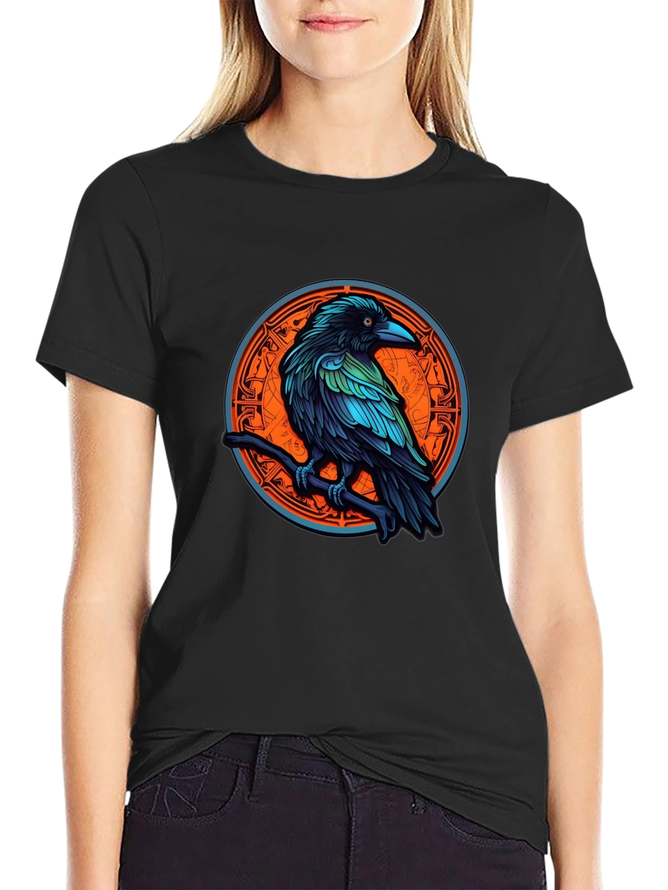 Black Raven Graphic Tee - Mystic Bird T-Shirt view 2