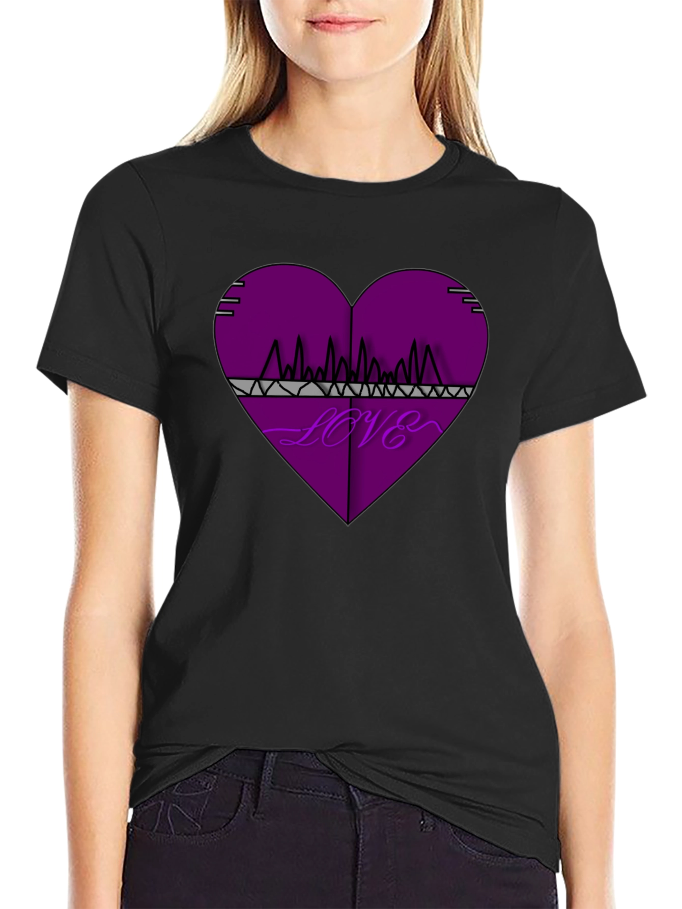 Black Love Frequency Graphic Tee - Black Cotton view 2