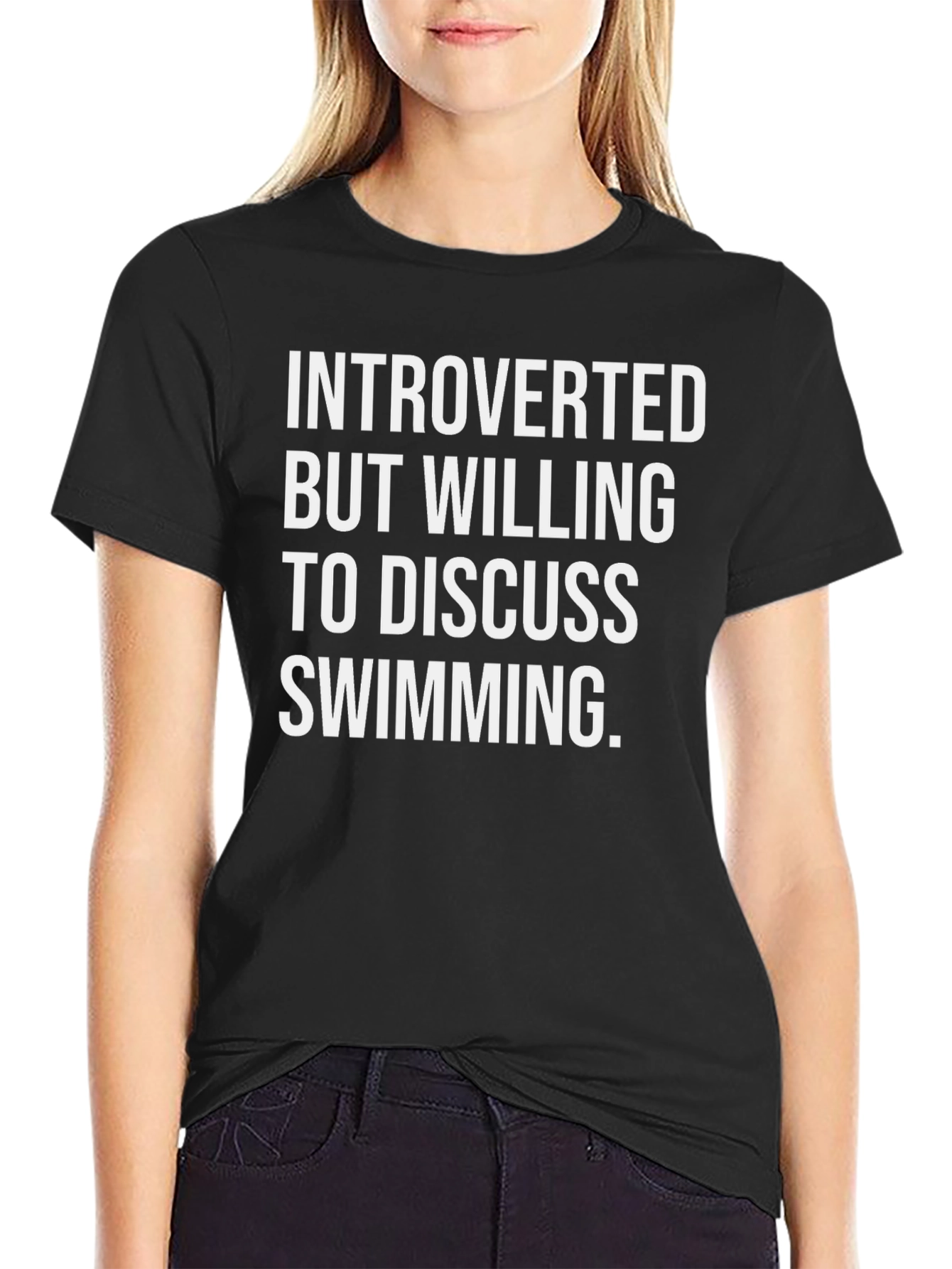 Black Introverted Swimming T-Shirt | Funny Swim Lover Tee view 2