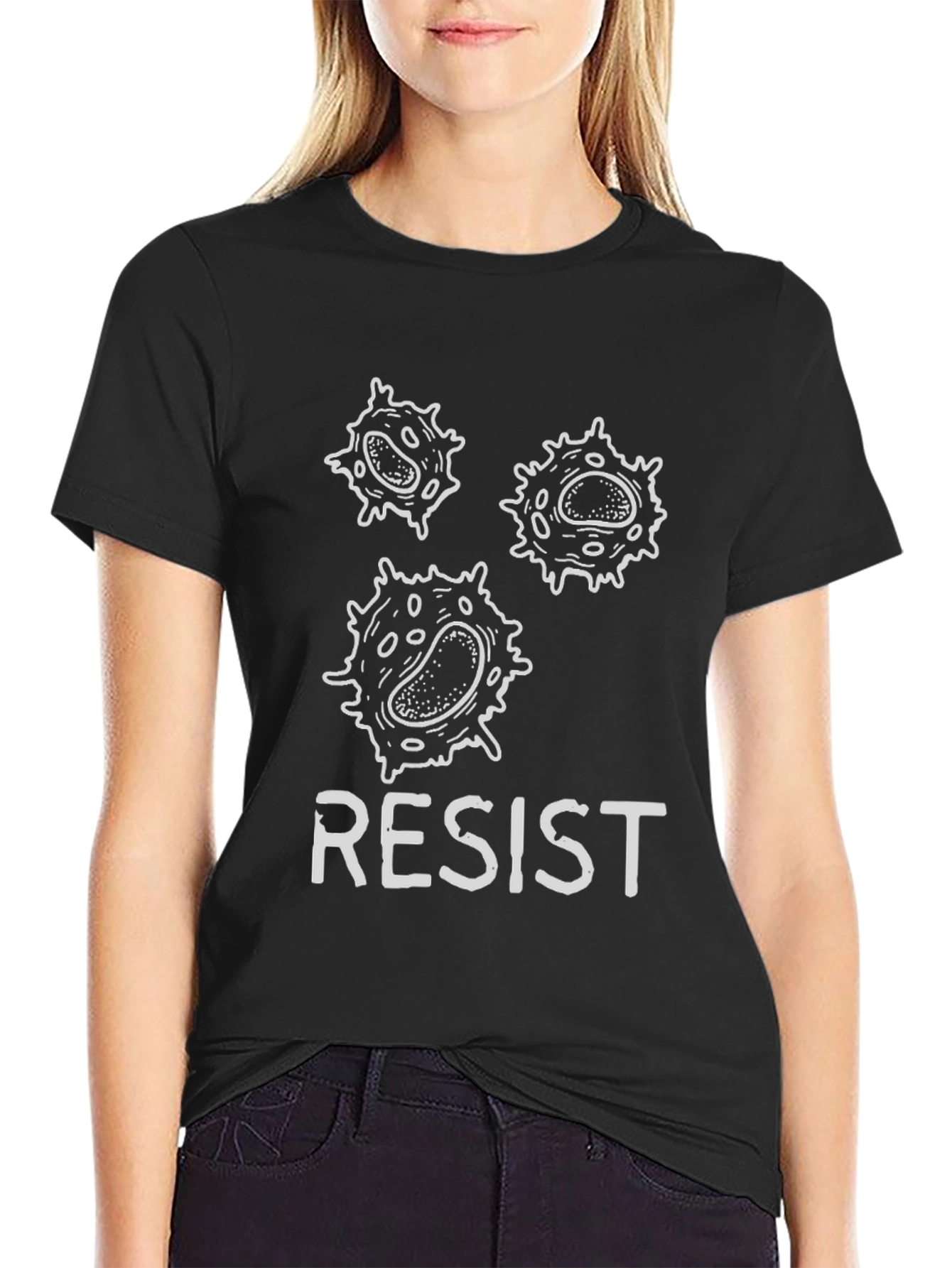 Black Resist Black T-Shirt with Viral Graphic view 2