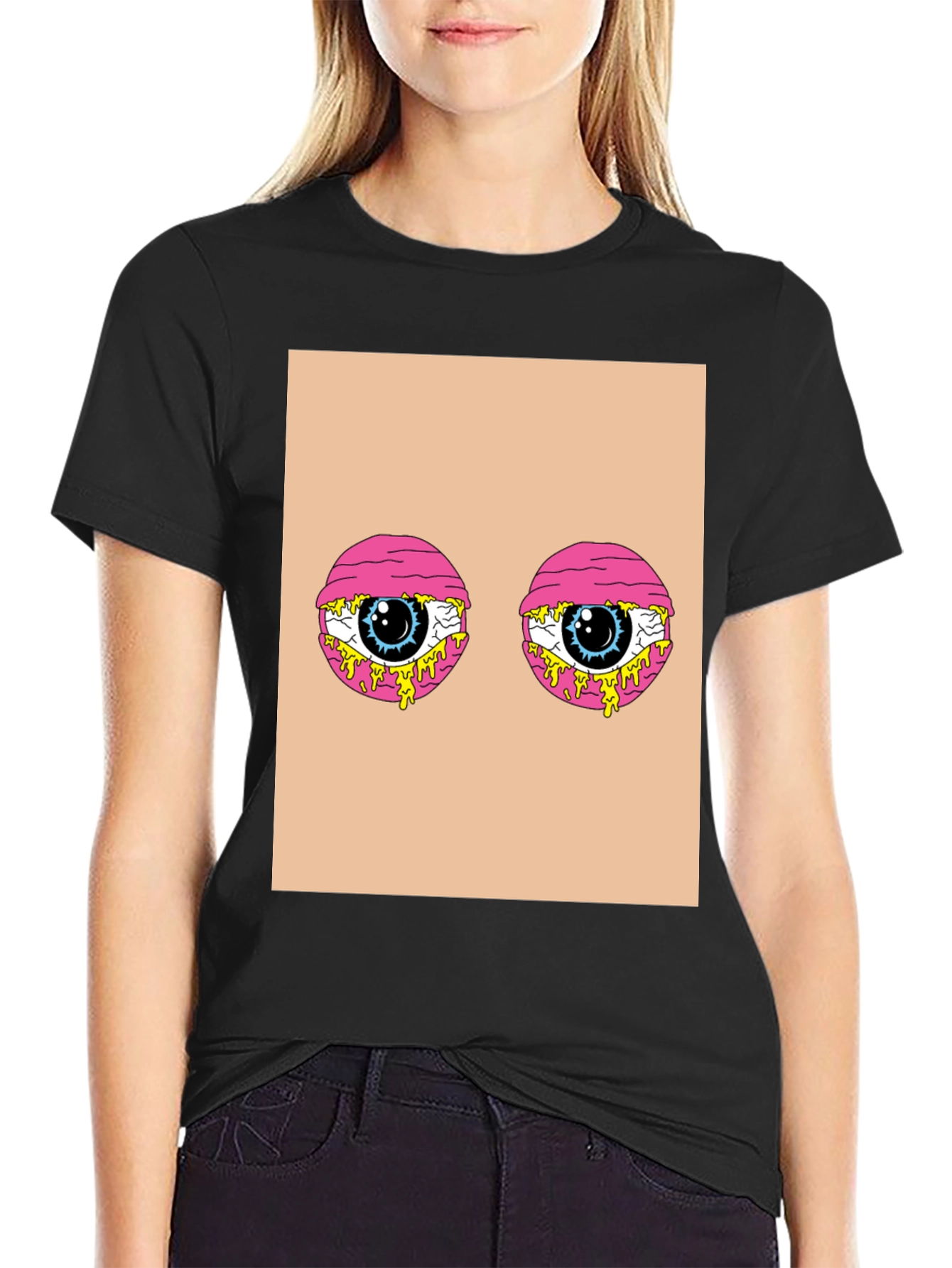 Black Eye See You Graphic Tee - Black Cotton Blend view 2