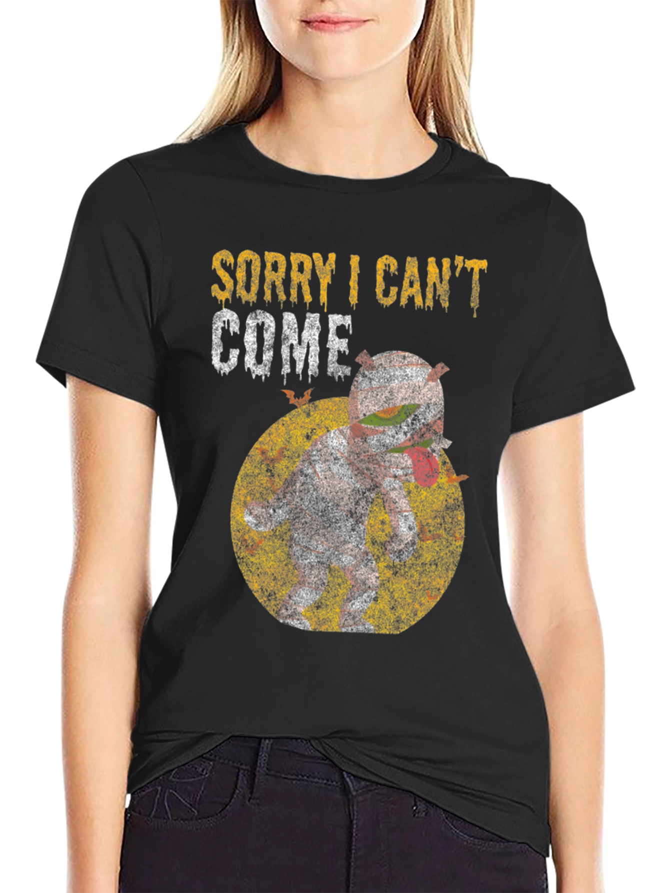Black Sorry I Can't Come T-Shirt view 2