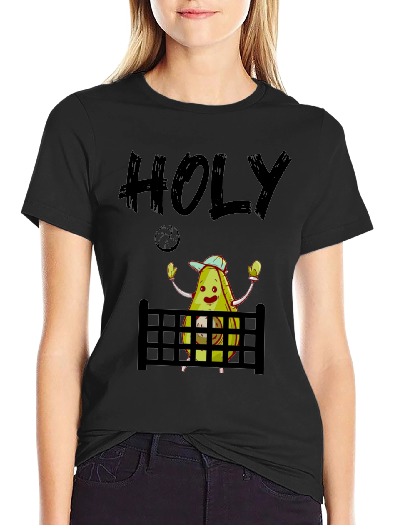 Black Holy Guacamole Volleyball T-Shirt view 2