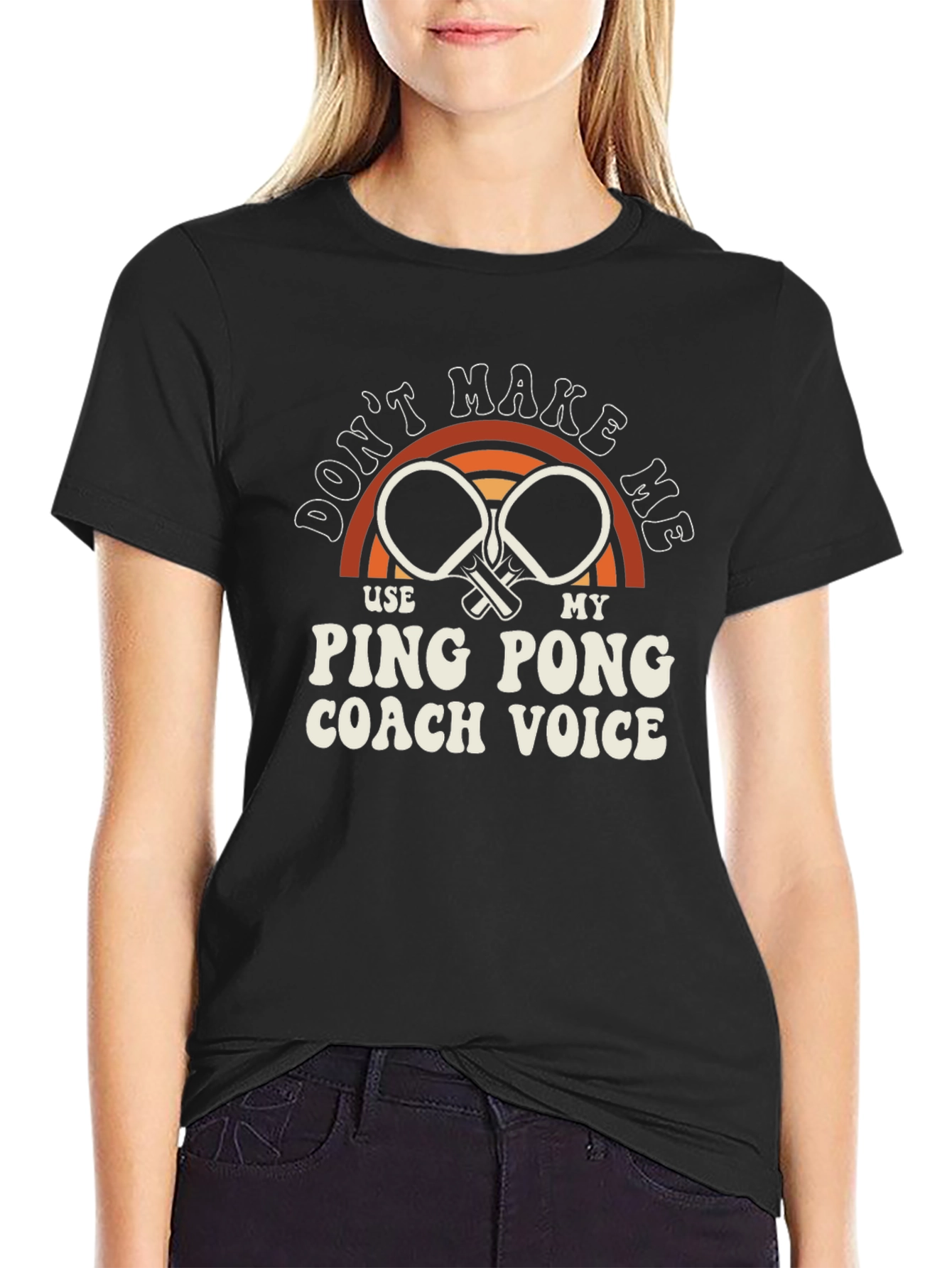 Black Ping Pong Coach T-Shirt - Funny Table Tennis Tee view 2