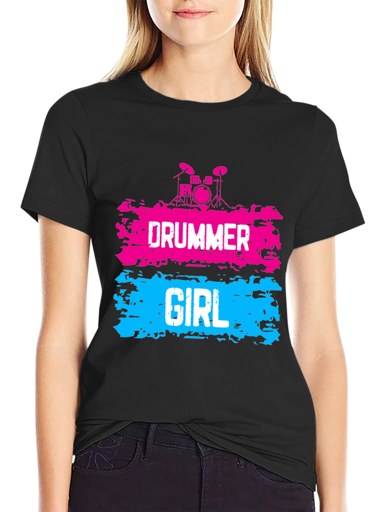 Drummer Girl Graphic Tee - Rock and Roll Style - 2