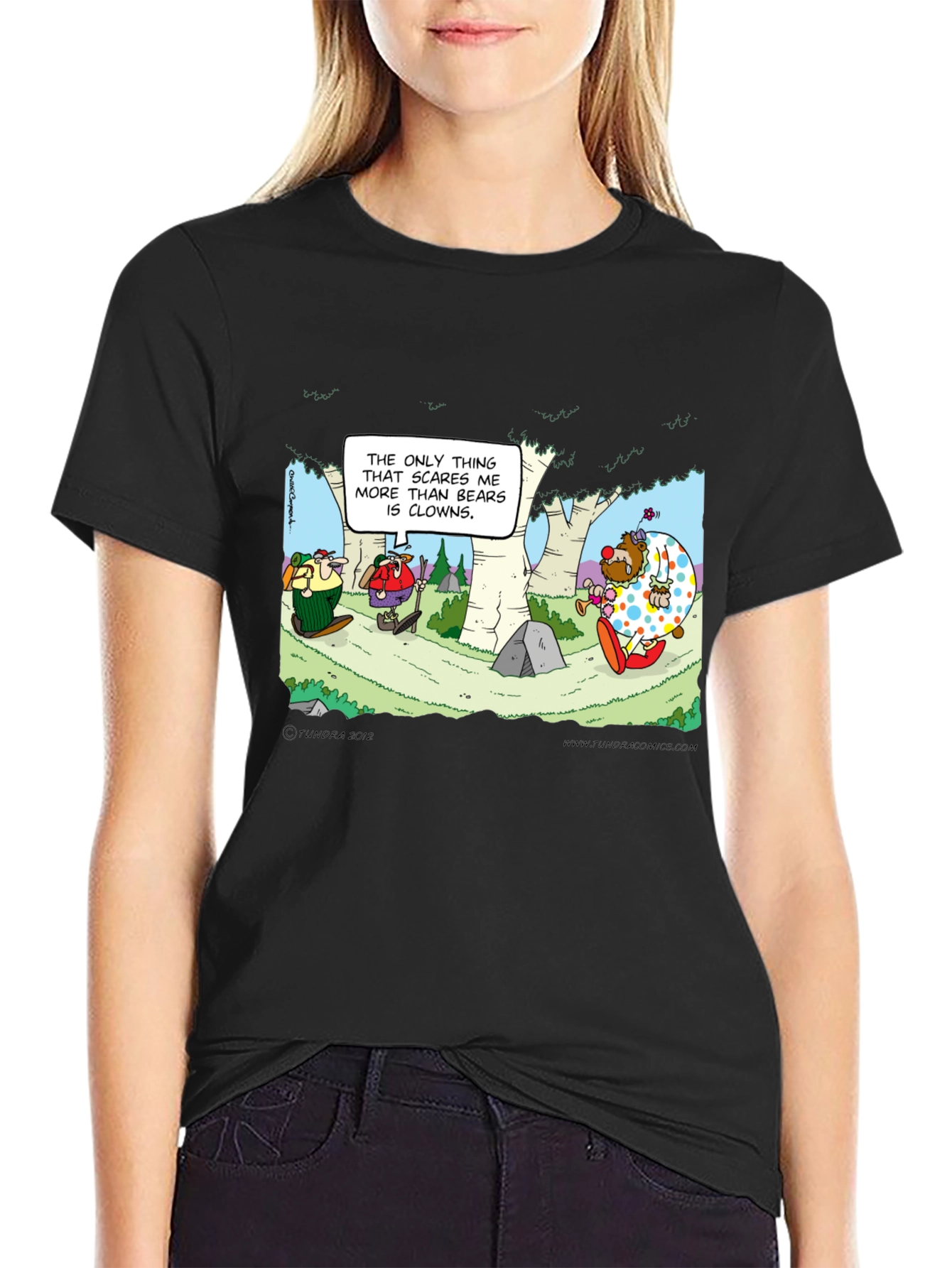 Black Clowns vs Bears T-Shirt: Cartoon Humor Tee view 2