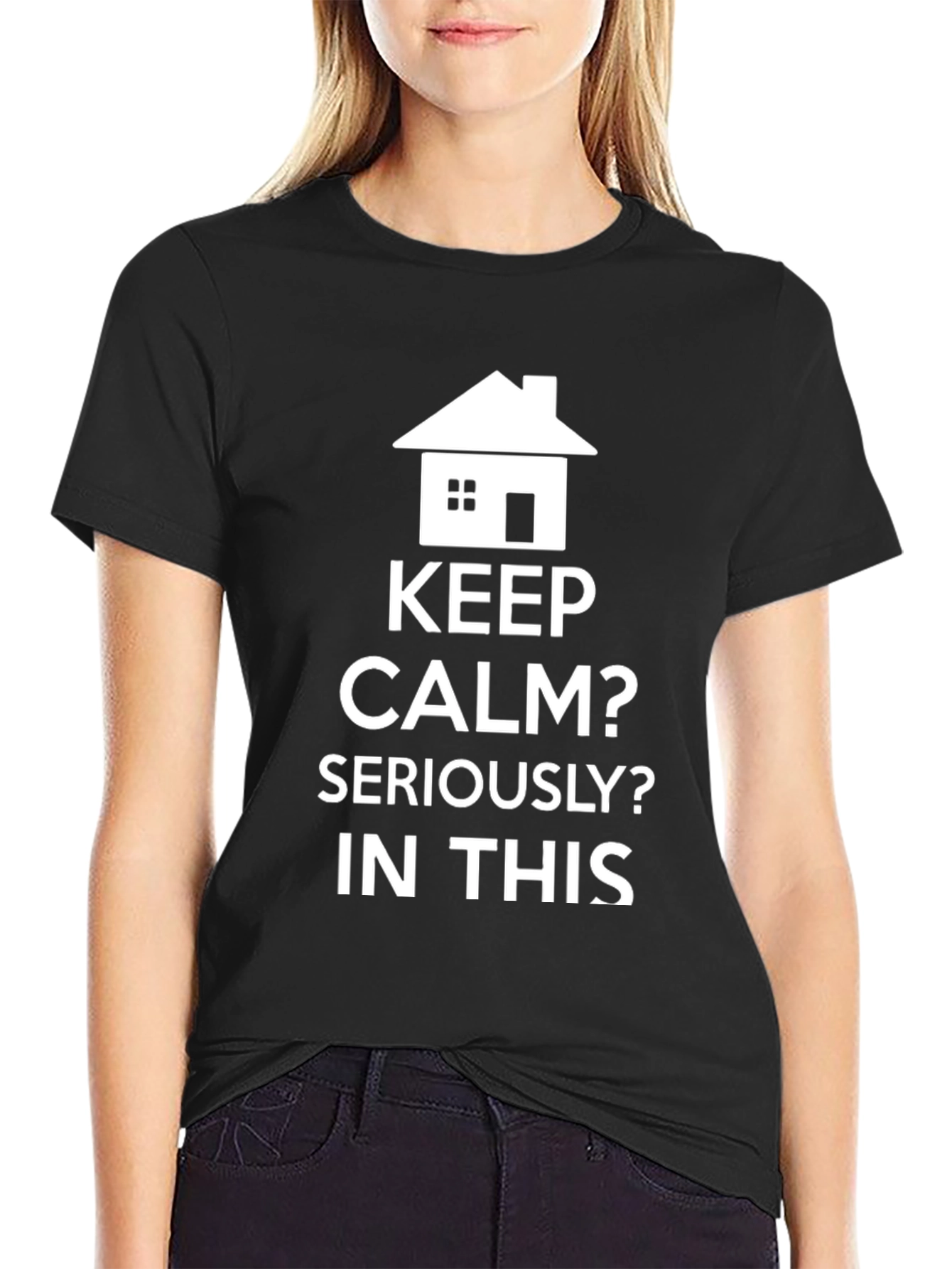 Black Keep Calm? T-Shirt - Funny Real Estate Tee view 2